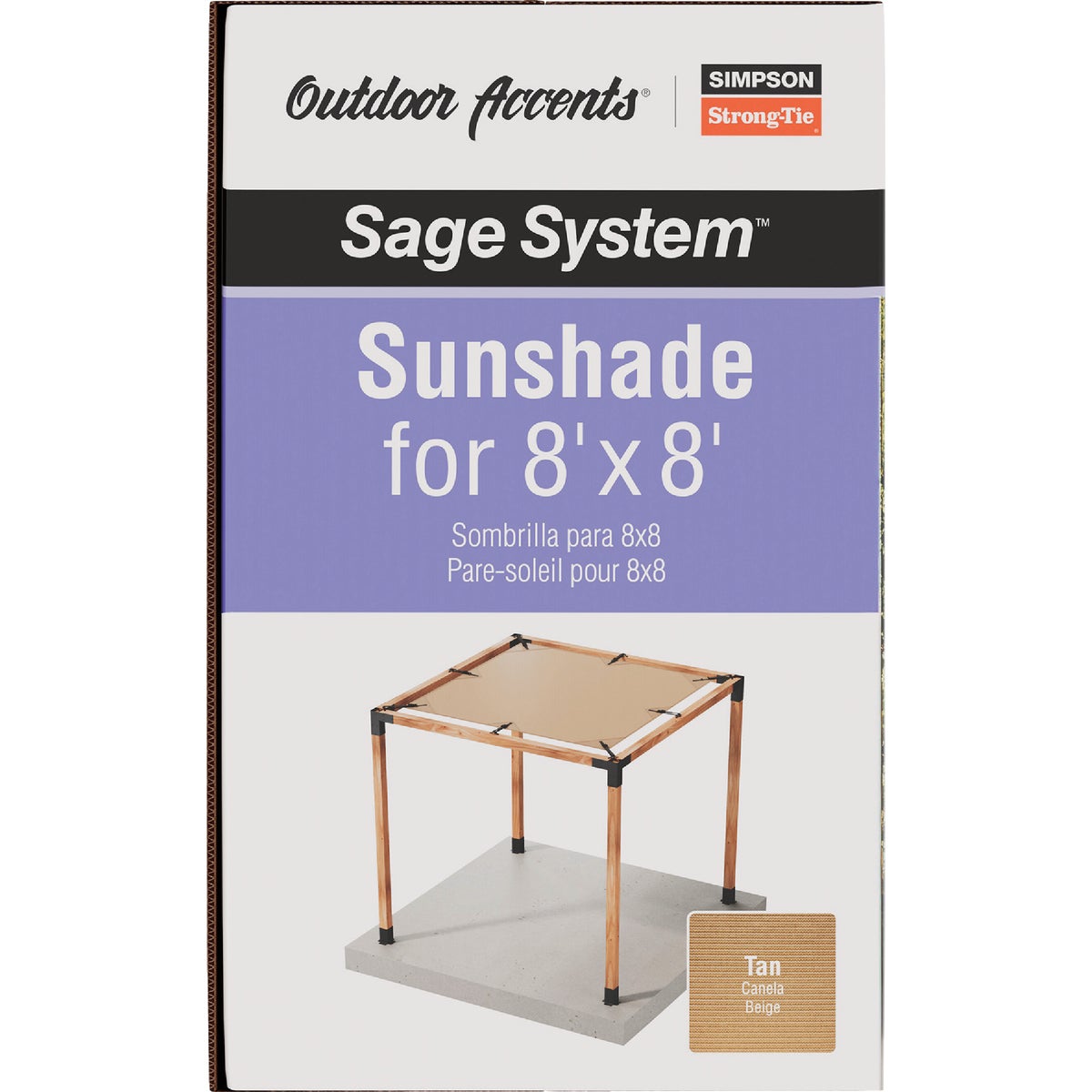 Simpson Strong-Tie Outdoor Accents Sage System Sunshade for 8 Ft. x 8 Ft. Pergola, Tan Image 6