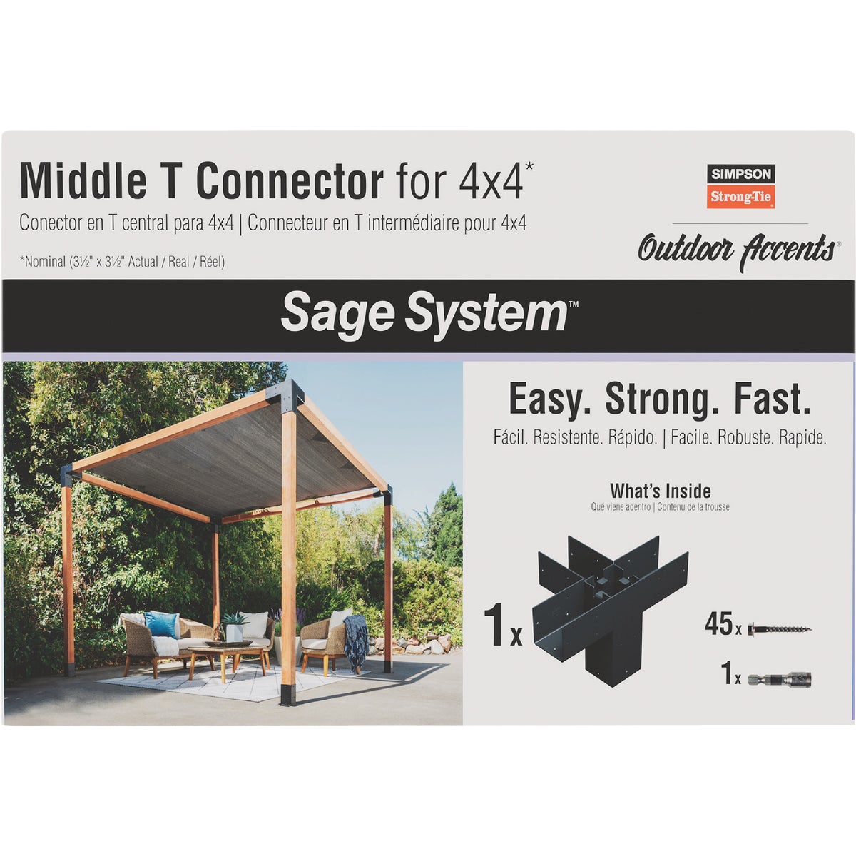Simpson Strong-Tie Outdoor Accents Sage System Black Powder-Coated Middle-T Connector for 4x4 with Screws Image 6