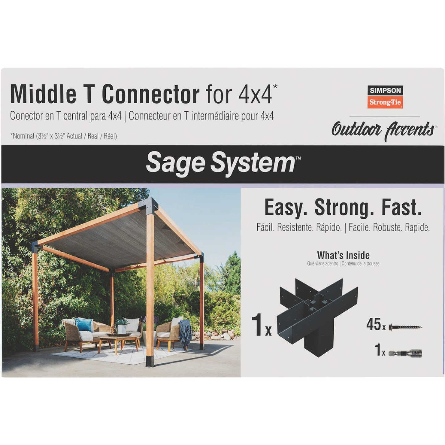 Simpson Strong-Tie Outdoor Accents Sage System Black Powder-Coated Middle-T Connector for 4x4 with Screws Image 6
