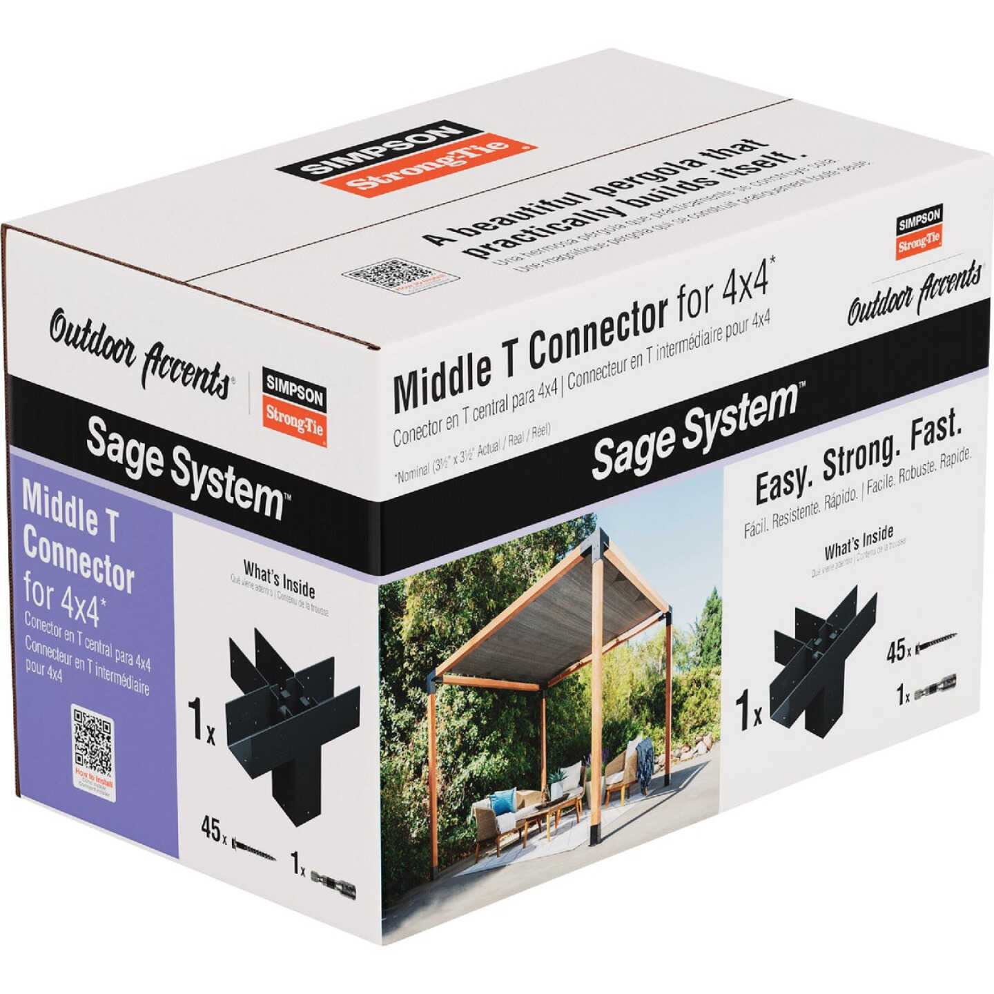 Simpson Strong-Tie Outdoor Accents Sage System Black Powder-Coated Middle-T Connector for 4x4 with Screws Image 1