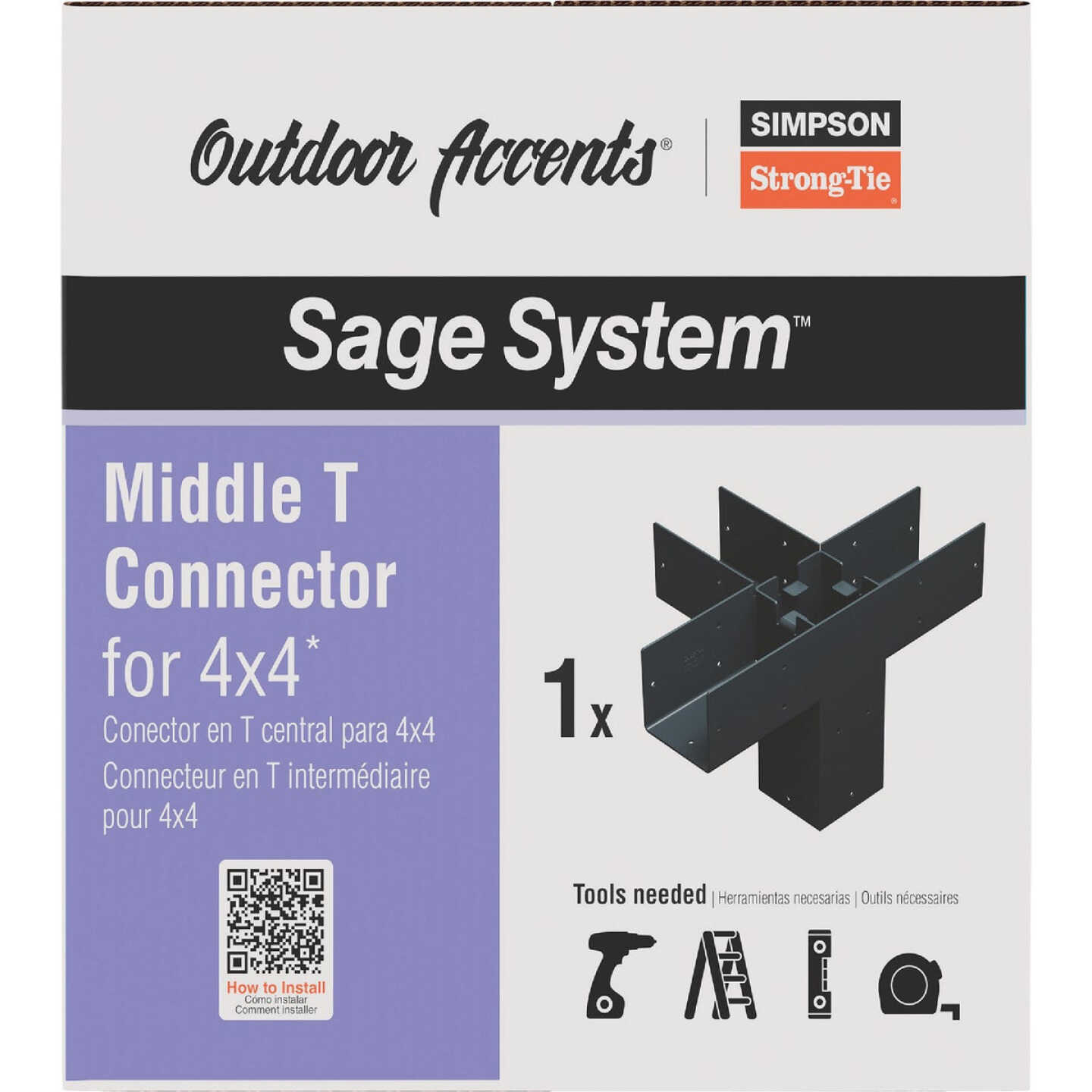 Simpson Strong-Tie Outdoor Accents Sage System Black Powder-Coated Middle-T Connector for 4x4 with Screws Image 5