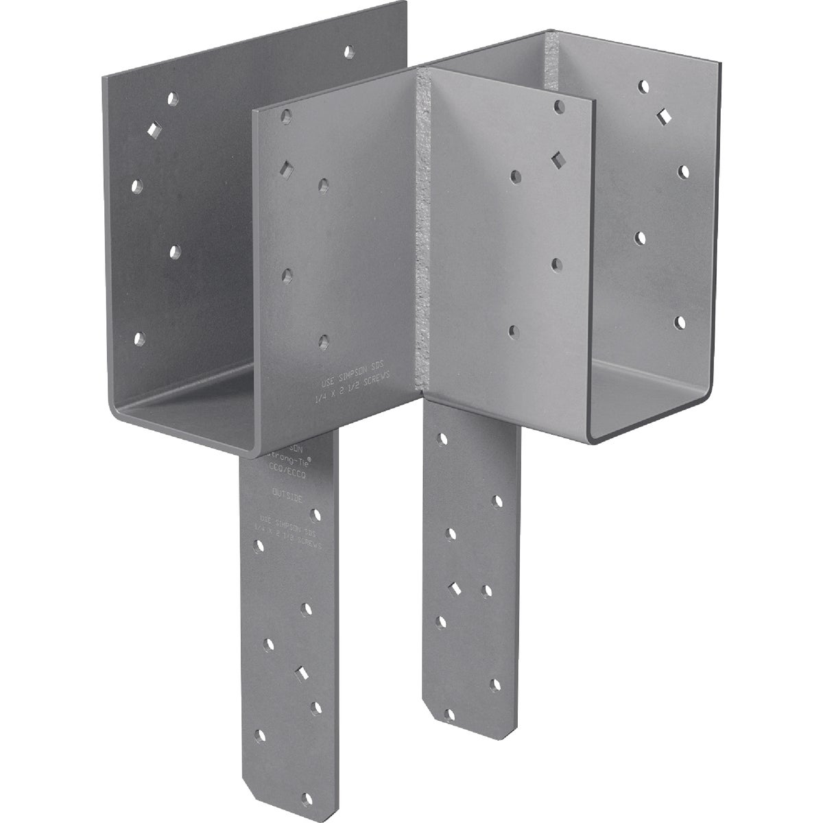 Simpson Strong-Tie ECCLRQ L-Shape End Column Cap for 4x Beam, 6x Post with Strong-Drive SDS Screws, Skewed Right