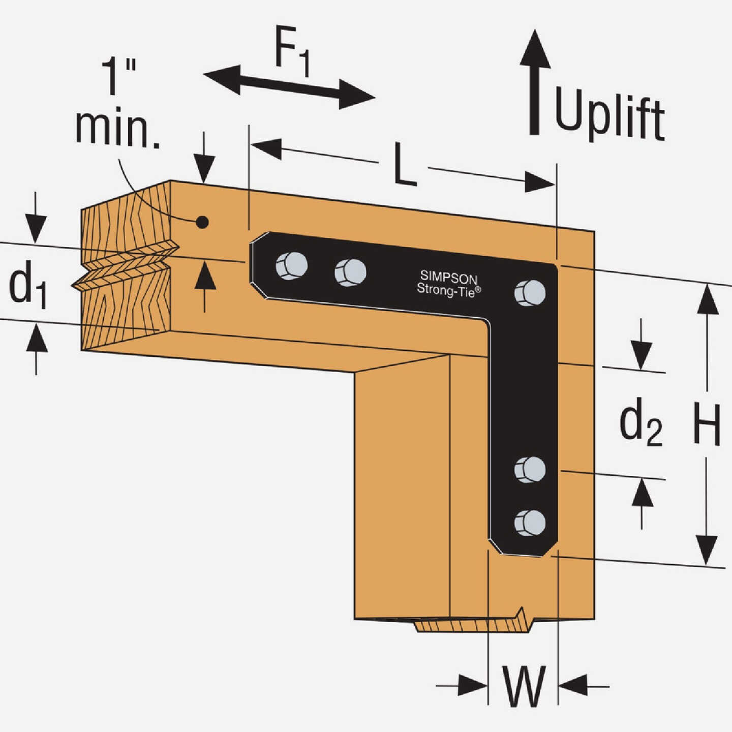 Simpson Strong-Tie 12 In. L. x 12 In. H In. x 2.5 In. W 7 ga Black Steel Ornamental L Strap Tie Image 2