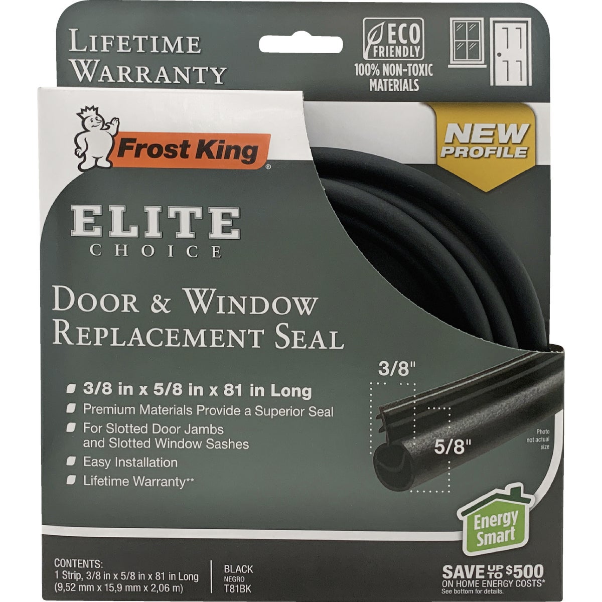 Frost King 3/8 In. x 5/8 In. x 81 In. Black Door & Window Replacement Seal Image 3