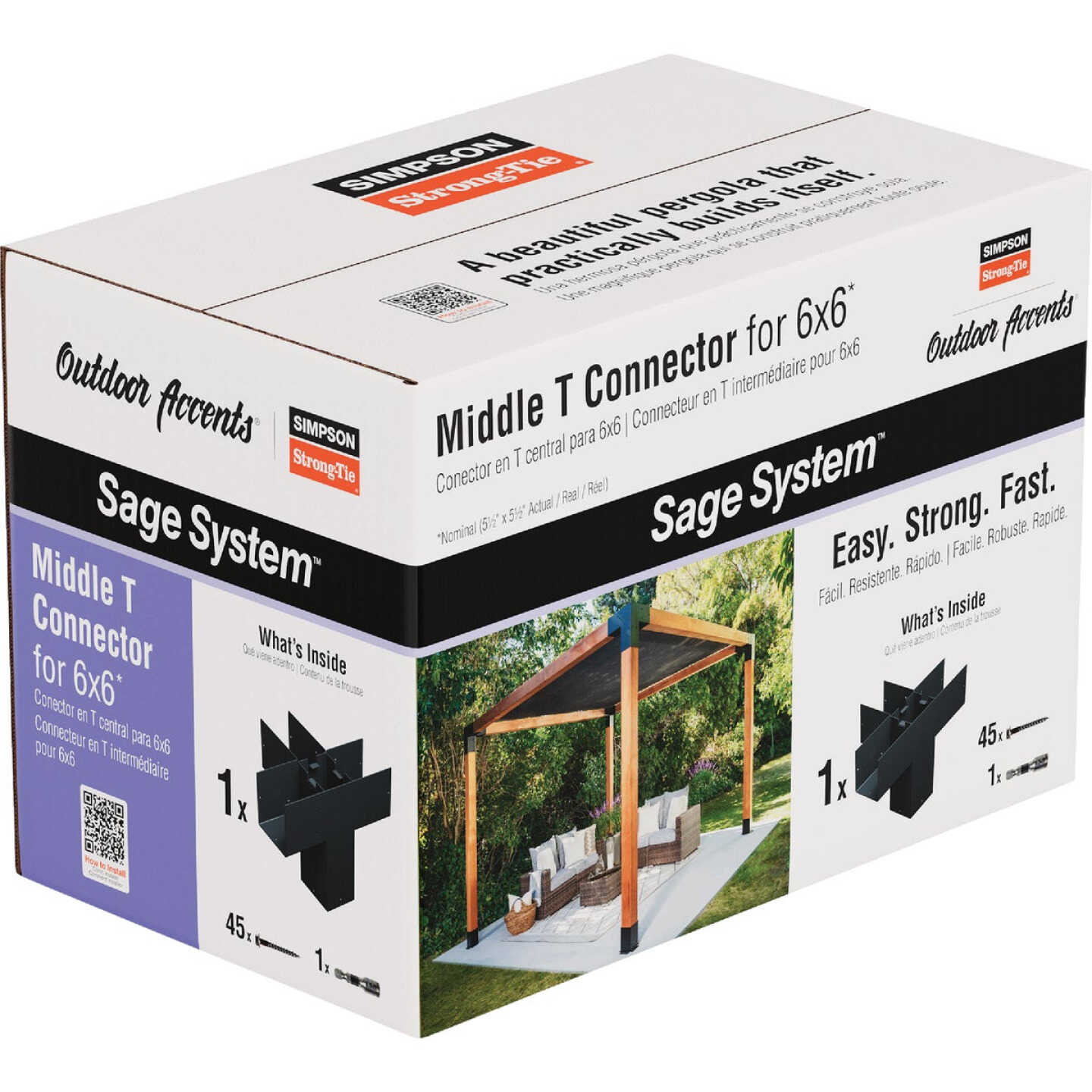 Simpson Strong-Tie Outdoor Accents Sage System Black Powder-Coated Middle-T Connector for 6x6 with Screws Image 1