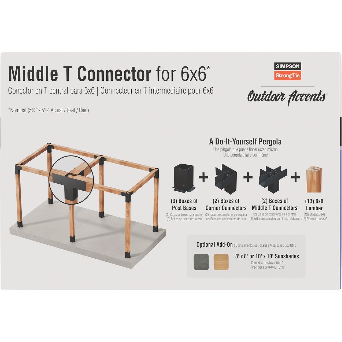 Simpson Strong-Tie Outdoor Accents Sage System Black Powder-Coated Middle-T Connector for 6x6 with Screws Image 2