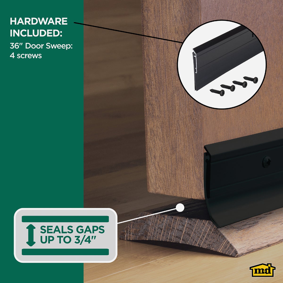 M-D Building Products 0.25 In. 36 In. Black Door Sweep Image 3