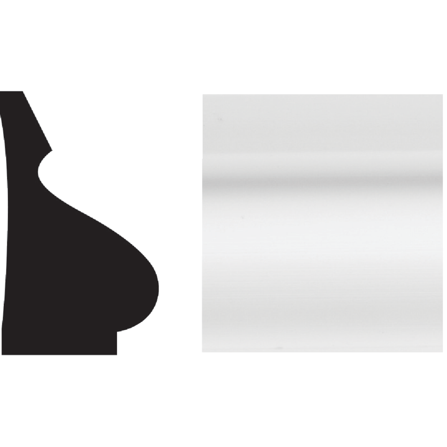 Royal 1/2 In. x 1-1/8 In. x 8 Ft. White PVC Base Molding Cap Image 1