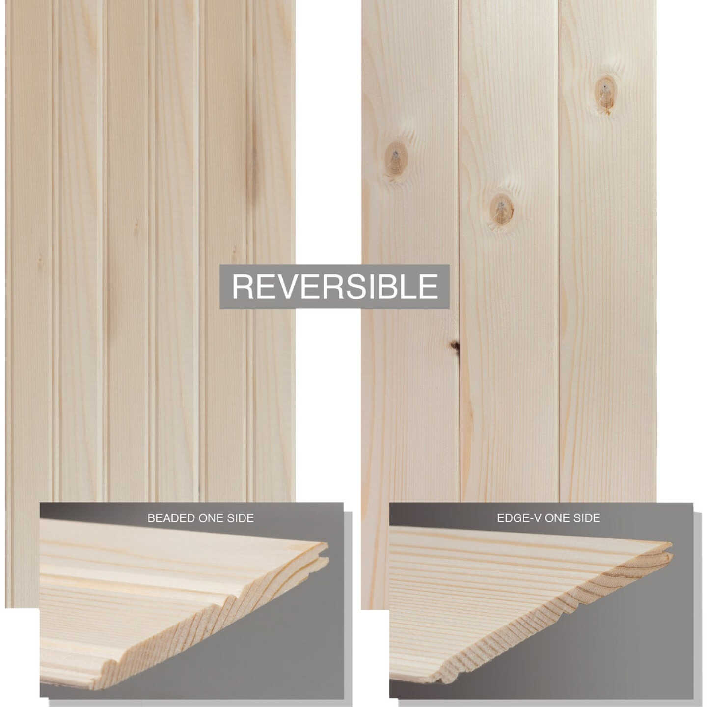 Global Product Sourcing 3-1/2 In. W. x 8 Ft. L. x 5/16 In. Thick Knotty Pine Reversible Profile Wall Plank (6-Pack) Image 4