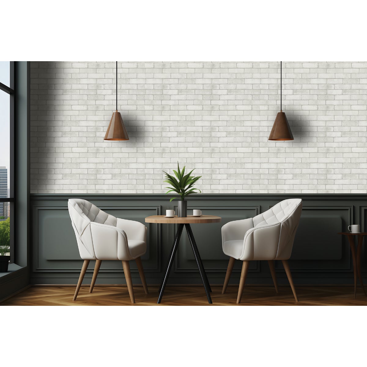 Global Product Sourcing 1/4 In. x 4 Ft. x 8 Ft. White Brick Vinyl Paper Overlay Plywood Wall Panel Image 2