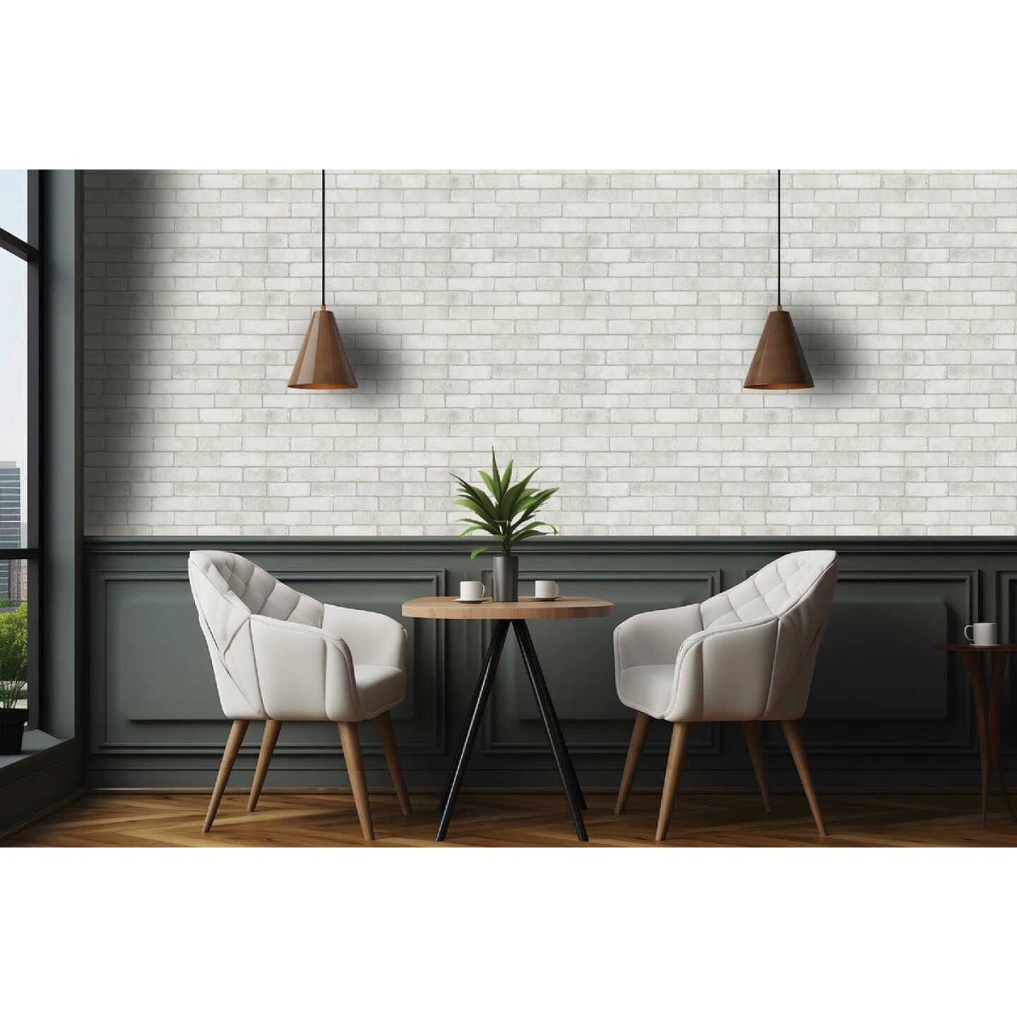 Global Product Sourcing 1/4 In. x 4 Ft. x 8 Ft. White Brick Vinyl Paper Overlay Plywood Wall Panel Image 2