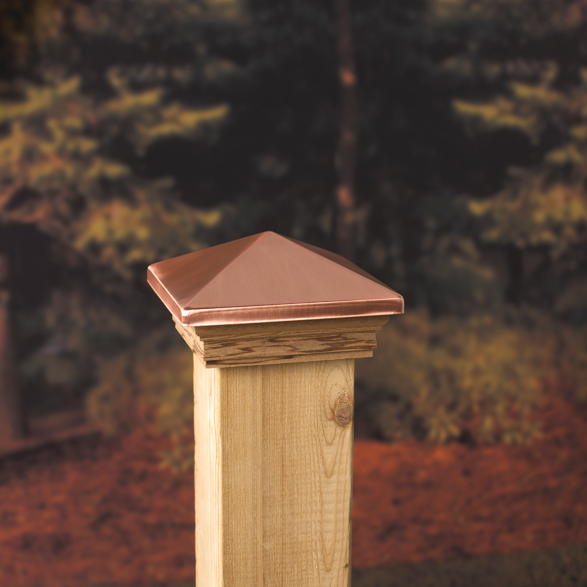 Deckorators 4 In. x 4 In. Plastic Top, Pressure Treated Pine Base Press-On Post Cap Image 2