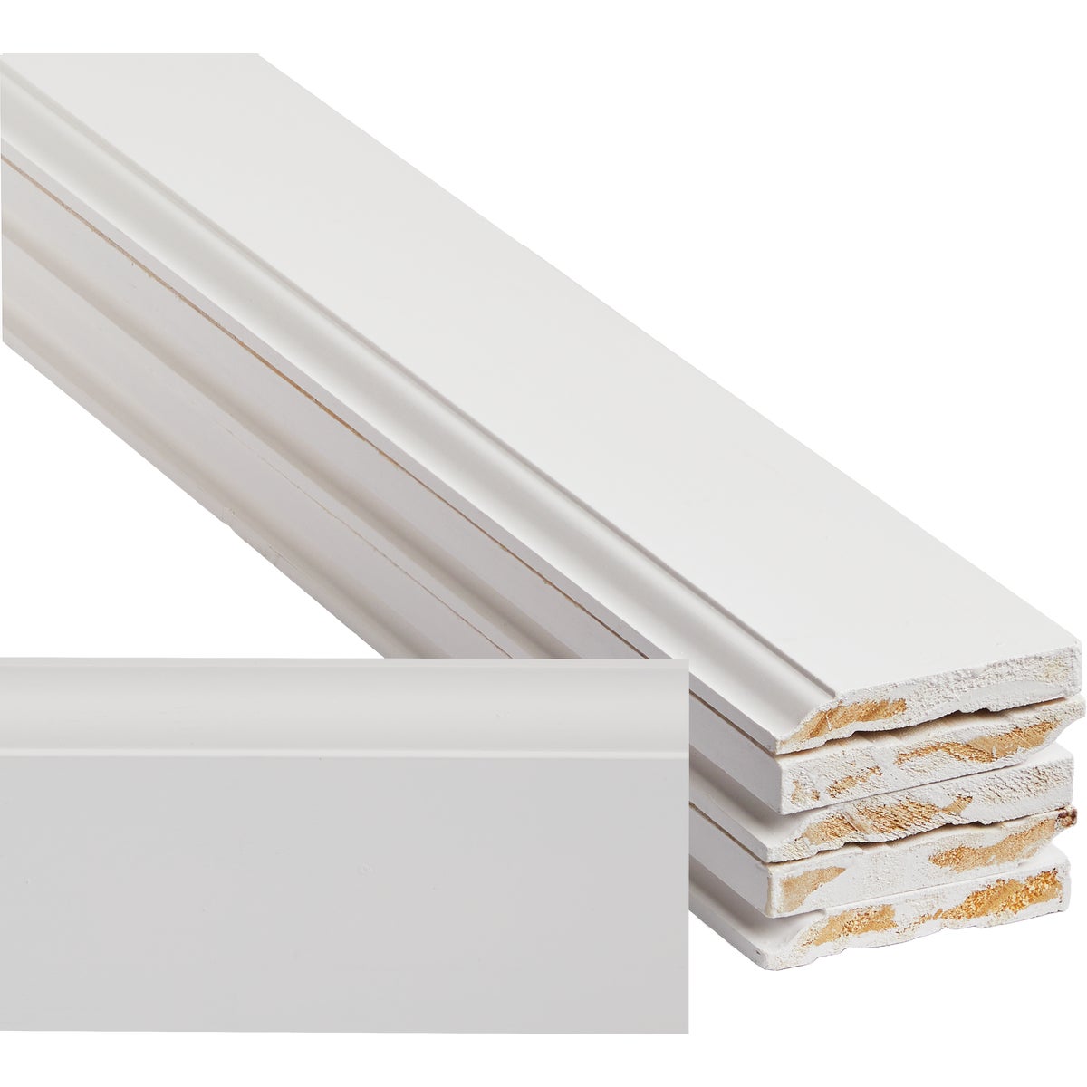 Alexandria Moulding AlexPAK 9/16 In. W. x 3-1/4 In. H. x 8 Ft. L. Primed Finger Joint Pine Colonial Baseboard (6-Pack)