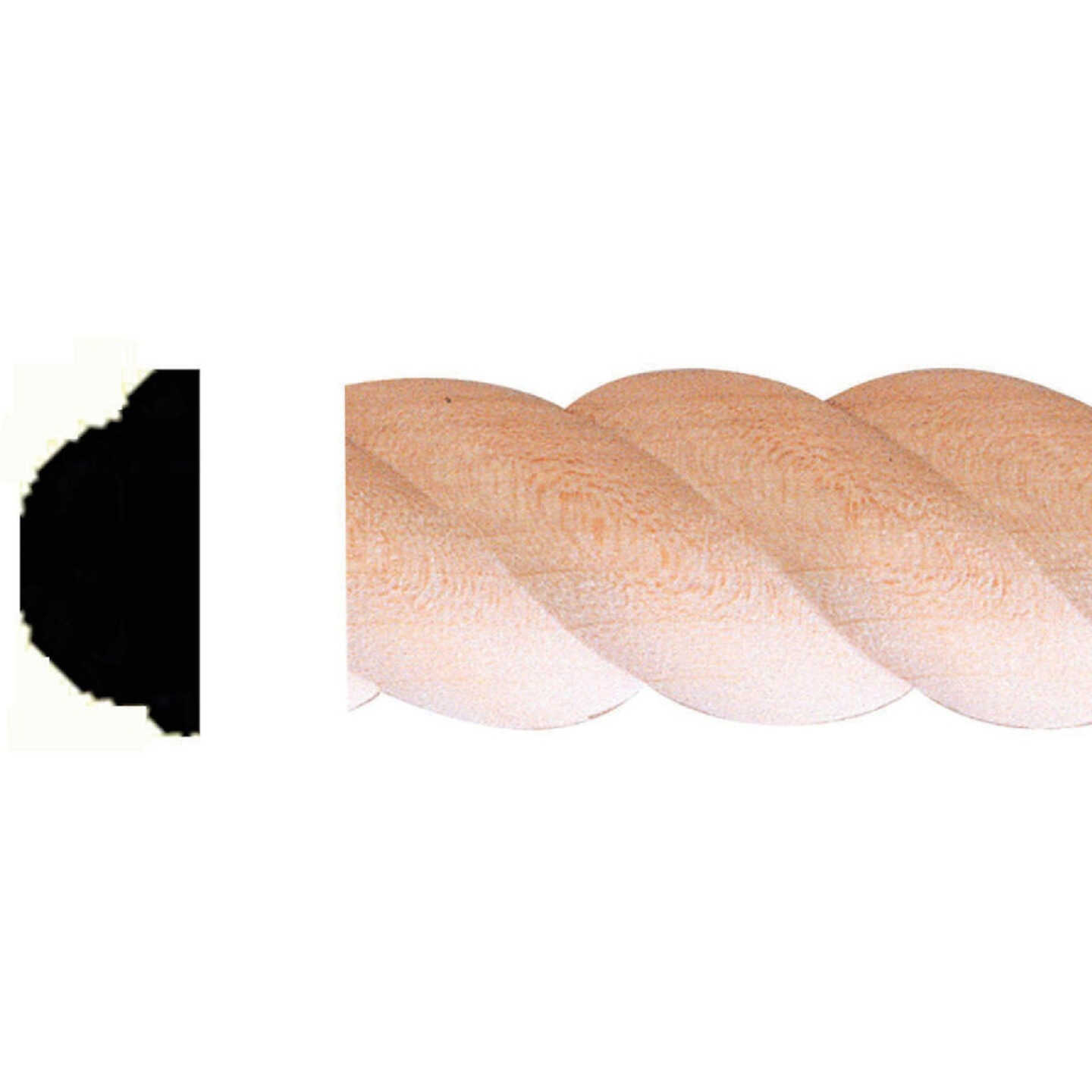 House of Fara 19/64 In. x 5/8 In. x 8 Ft. Hardwood Decorative Detail Rope Molding Image 1