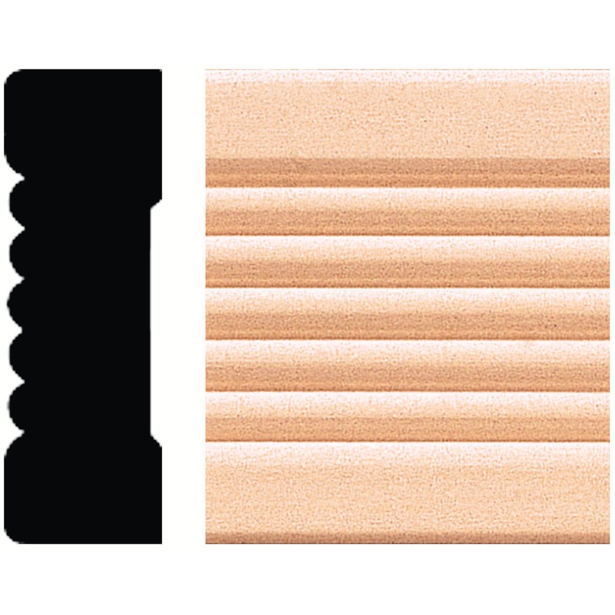 House of Fara 21/32 In. W. x 2-1/4 In. H. x 8 Ft. L. Natural Hardwood Fluted Wood Casing