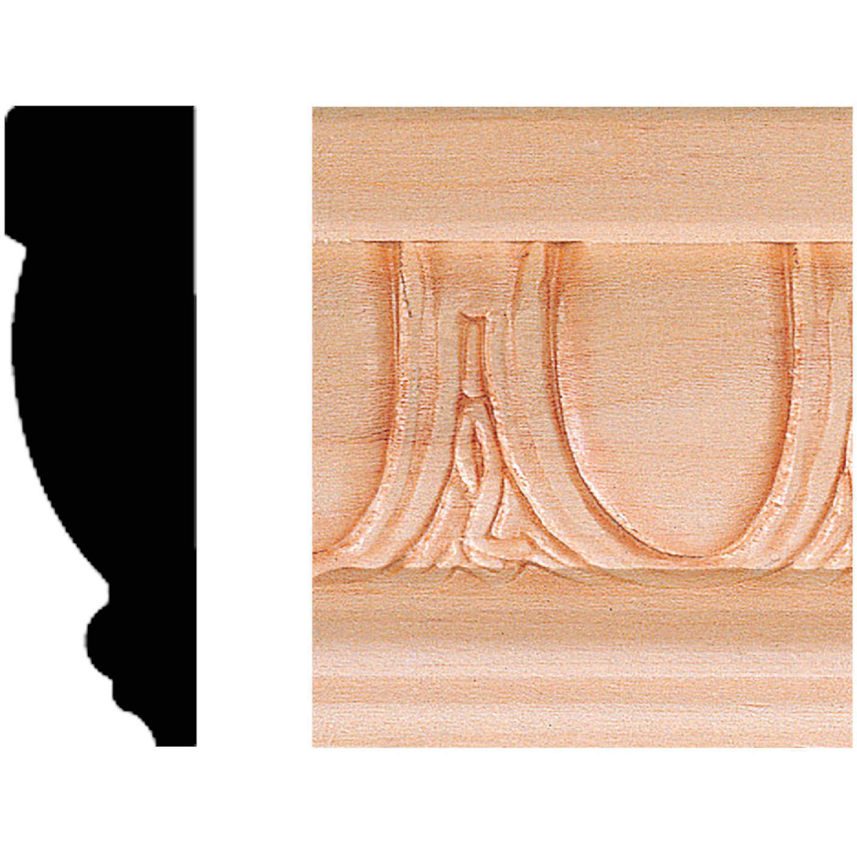 House of Fara 13/16 In. W. x 2-1/2 In. H. x 8 Ft. L. Hardwood Scrolled Decorative Chair Rail Molding