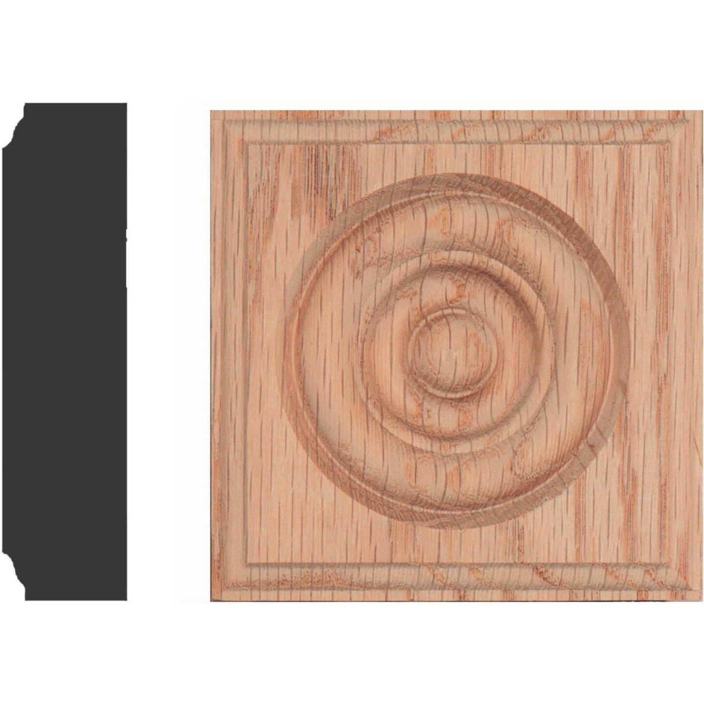 House of Fara 7/8 In. x 3-1/2 In. Unfinished Red Oak Rosette Block Image 1