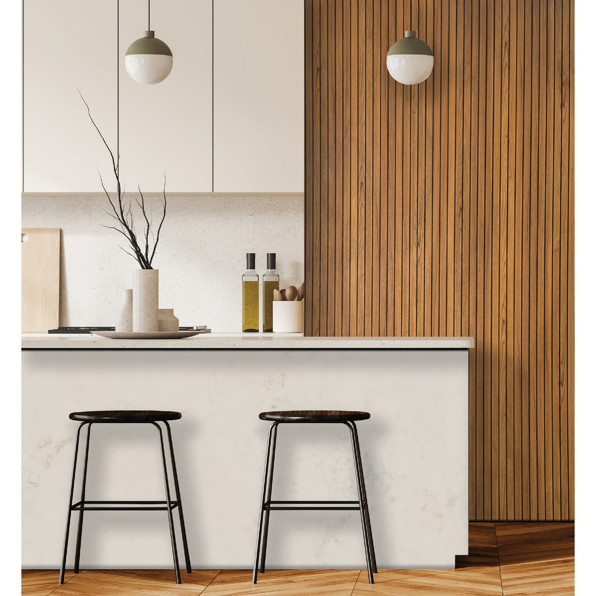 American Pacific 1/4 In. x 4 Ft. x 8 Ft. Fluted Teak Wall Paneling Image 4