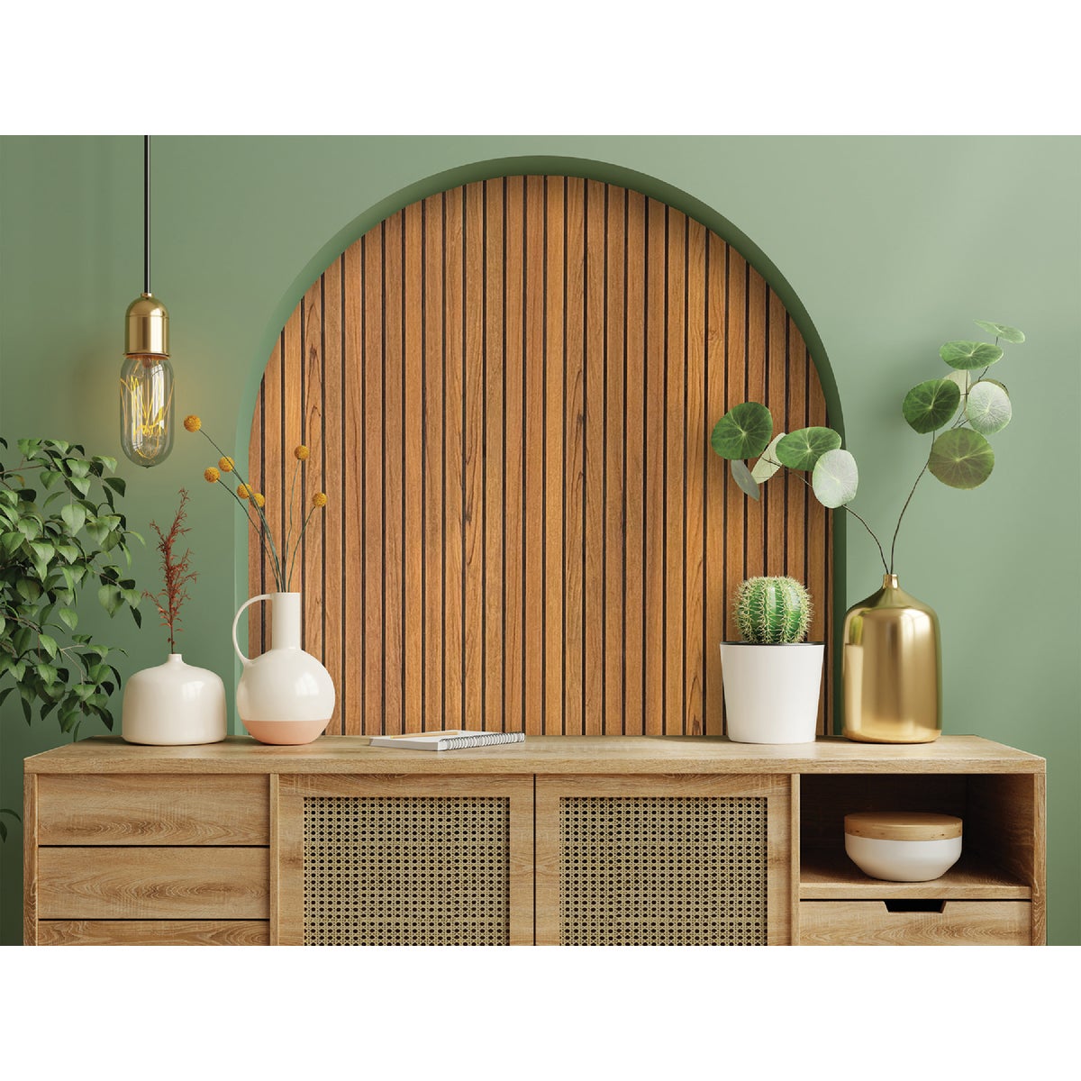 American Pacific 1/4 In. x 4 Ft. x 8 Ft. Fluted Teak Wall Paneling Image 5