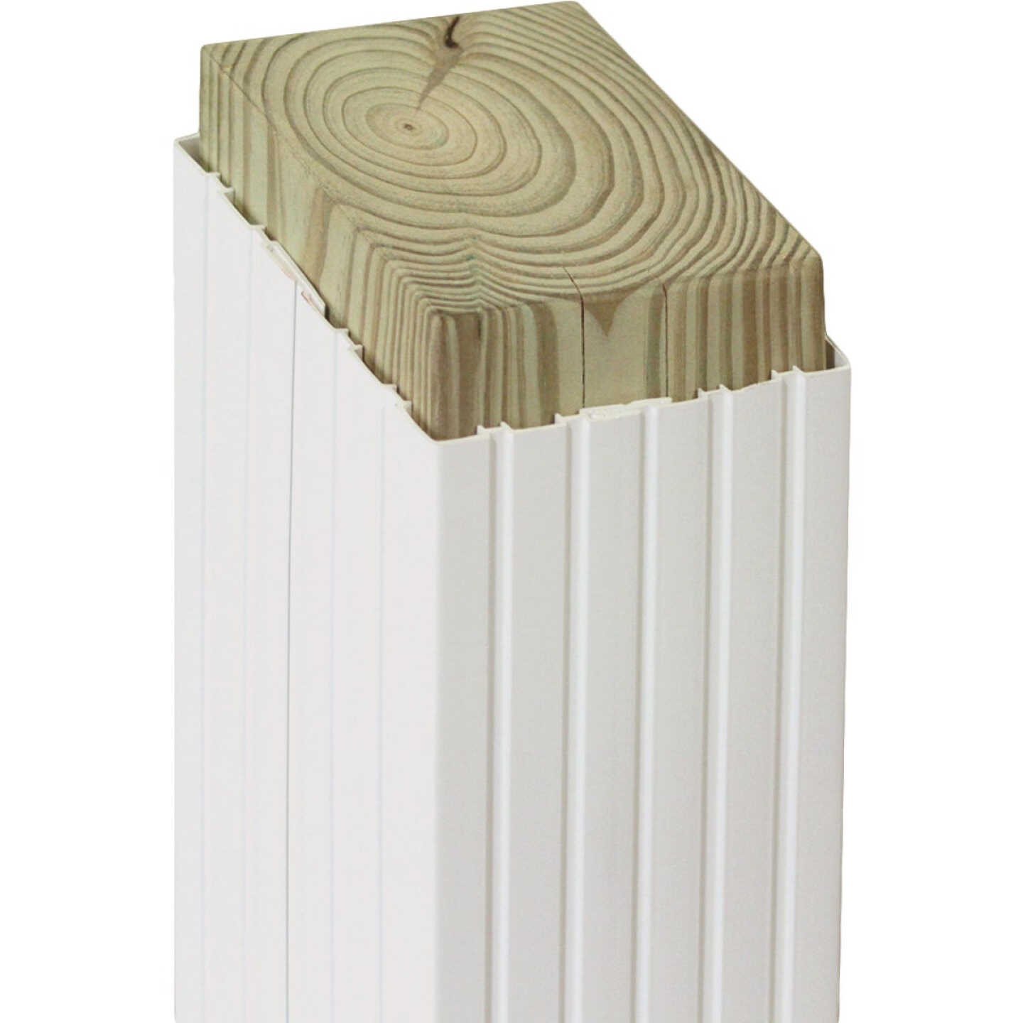 Beechdale 4 In. W. x 4 In. H. x 102 In. L. White PVC Fluted Post Wrap Image 1