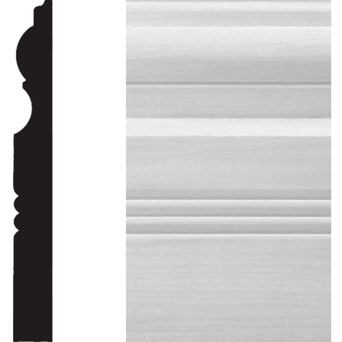 House of Fara 3/4 In. W. x 6-1/2 In. H. x 8 Ft. L. White MDF Victorian Base Molding