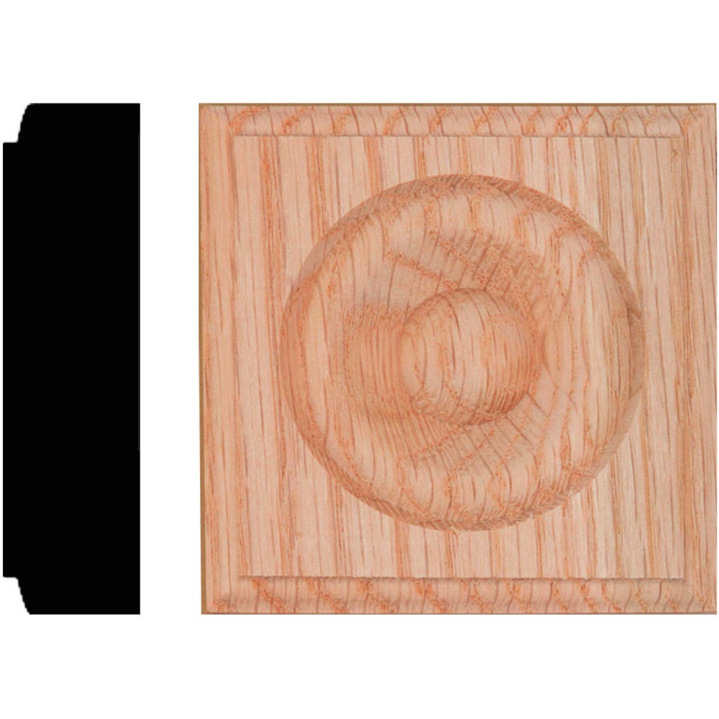 House of Fara 7/8 In. x 3-1/4 In. Unfinished Oak Rosette Block Image 1