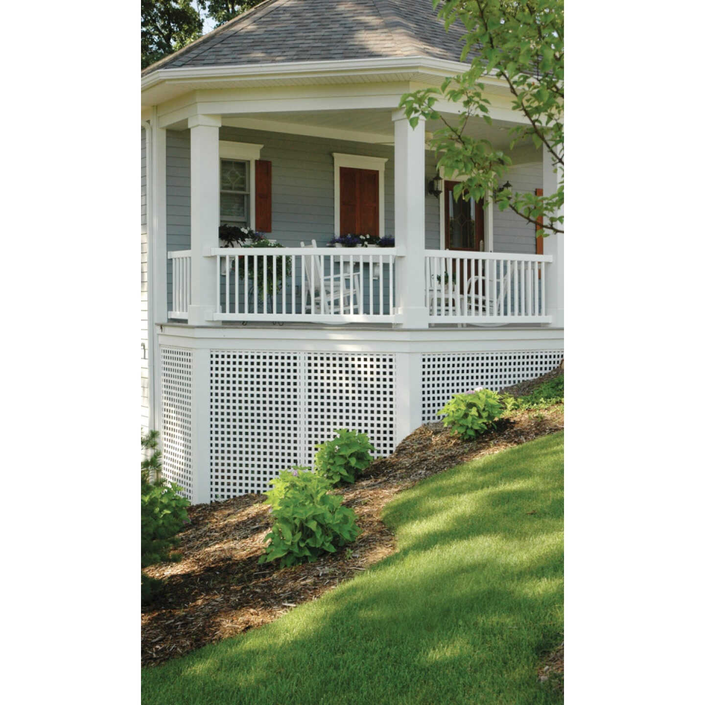 Deckorators 4 Ft. W x 8 Ft. L x 3/16 In. Thick White Vinyl Privacy Square Lattice Panel Image 2