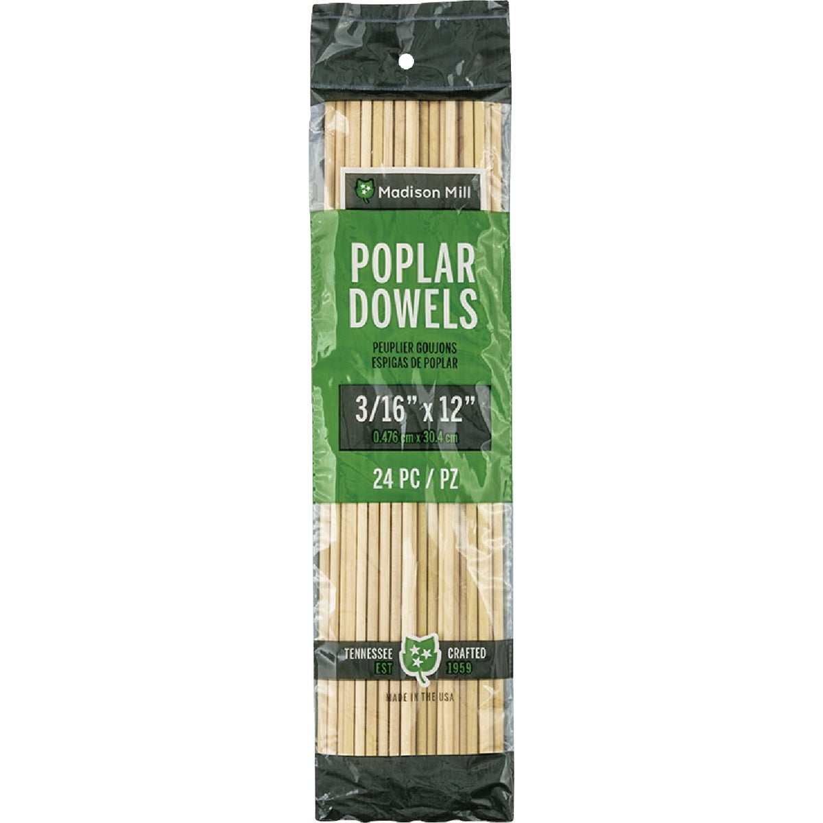 Madison Mill 3/16 In. x 12 In. Poplar Dowel Rod (24 Pieces)