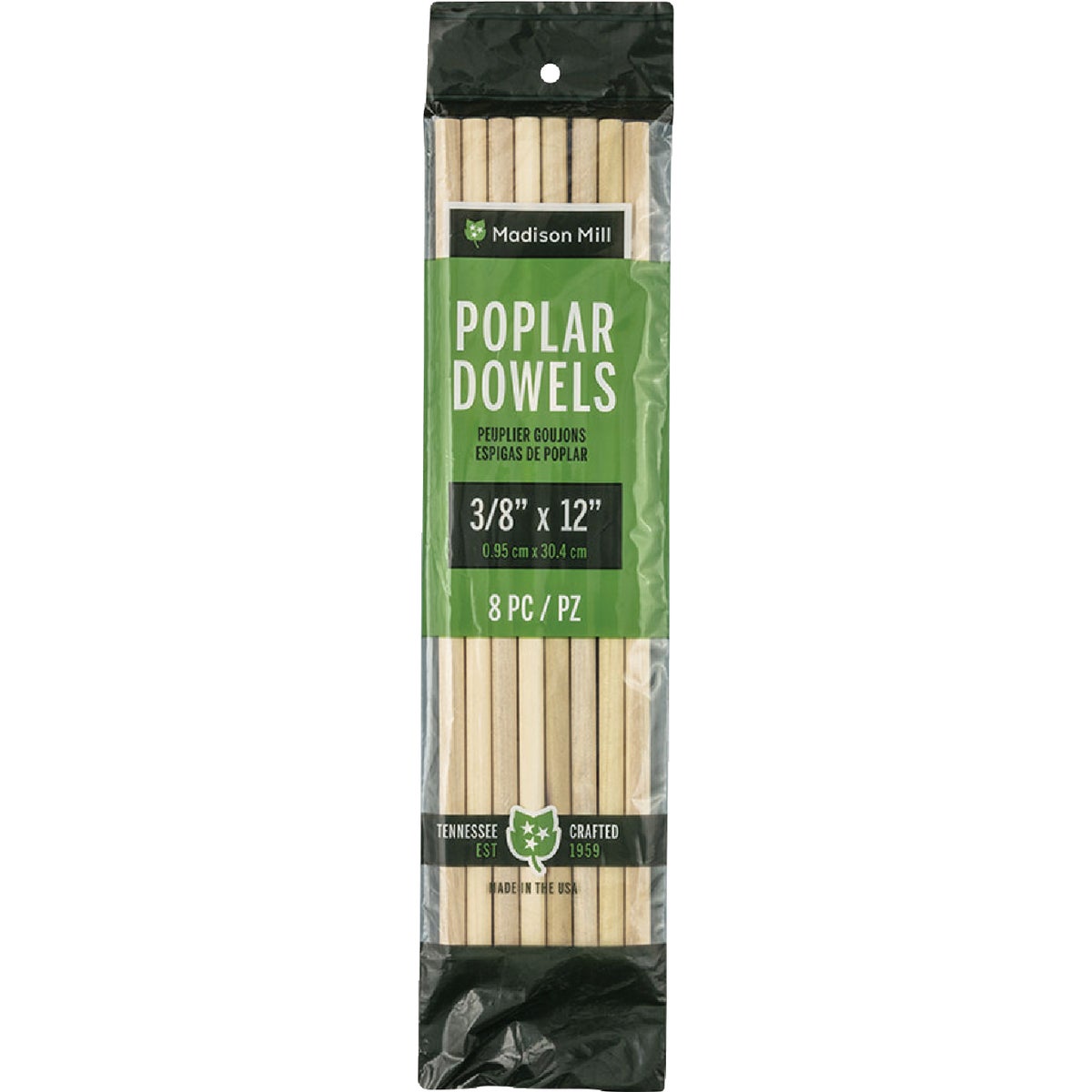 Madison Mill 3/8 In. x 12 In. Poplar Dowel Rod (8 Pieces)