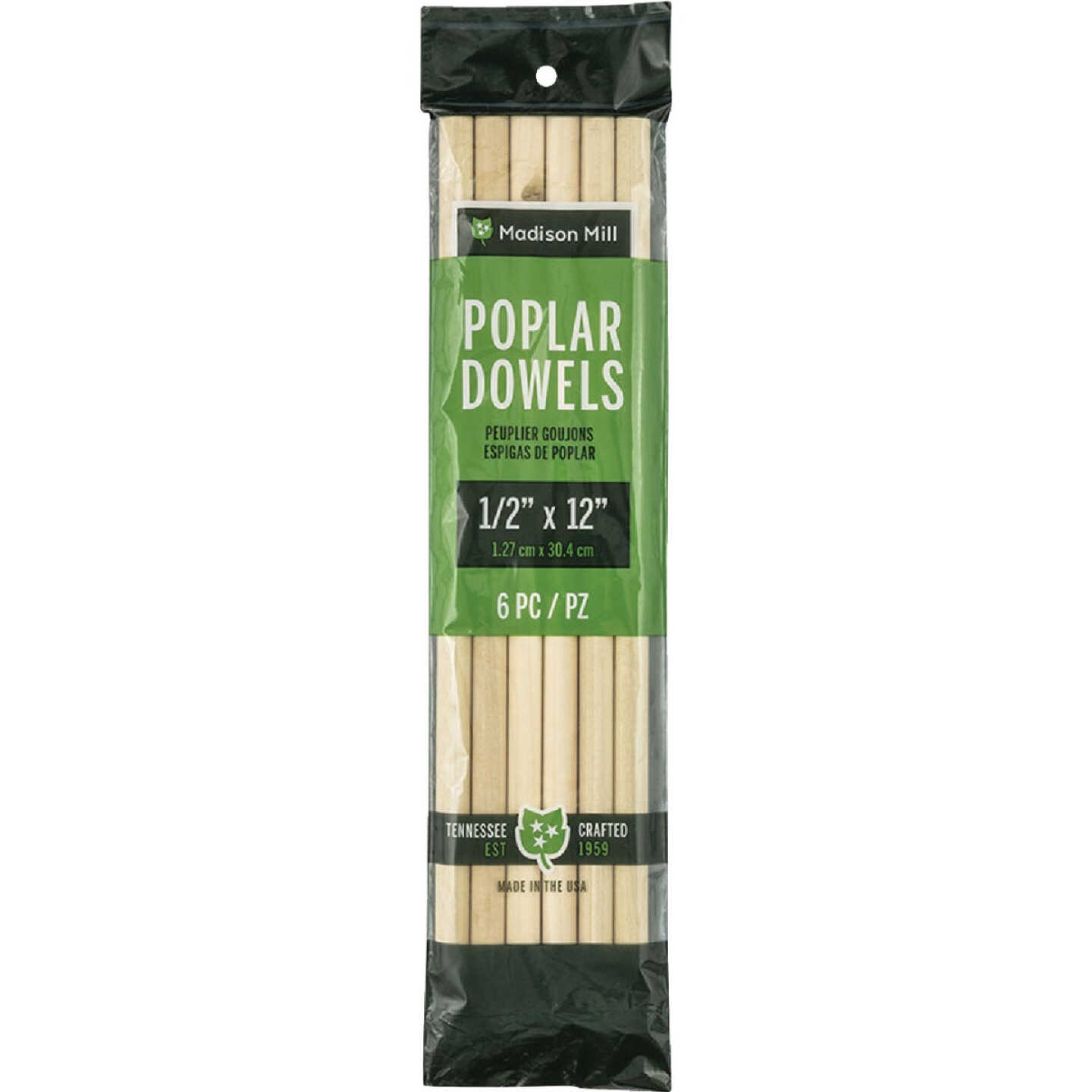 Madison Mill 1/2 In. x 12 In. Poplar Dowel Rod (6 Pieces) Image 1
