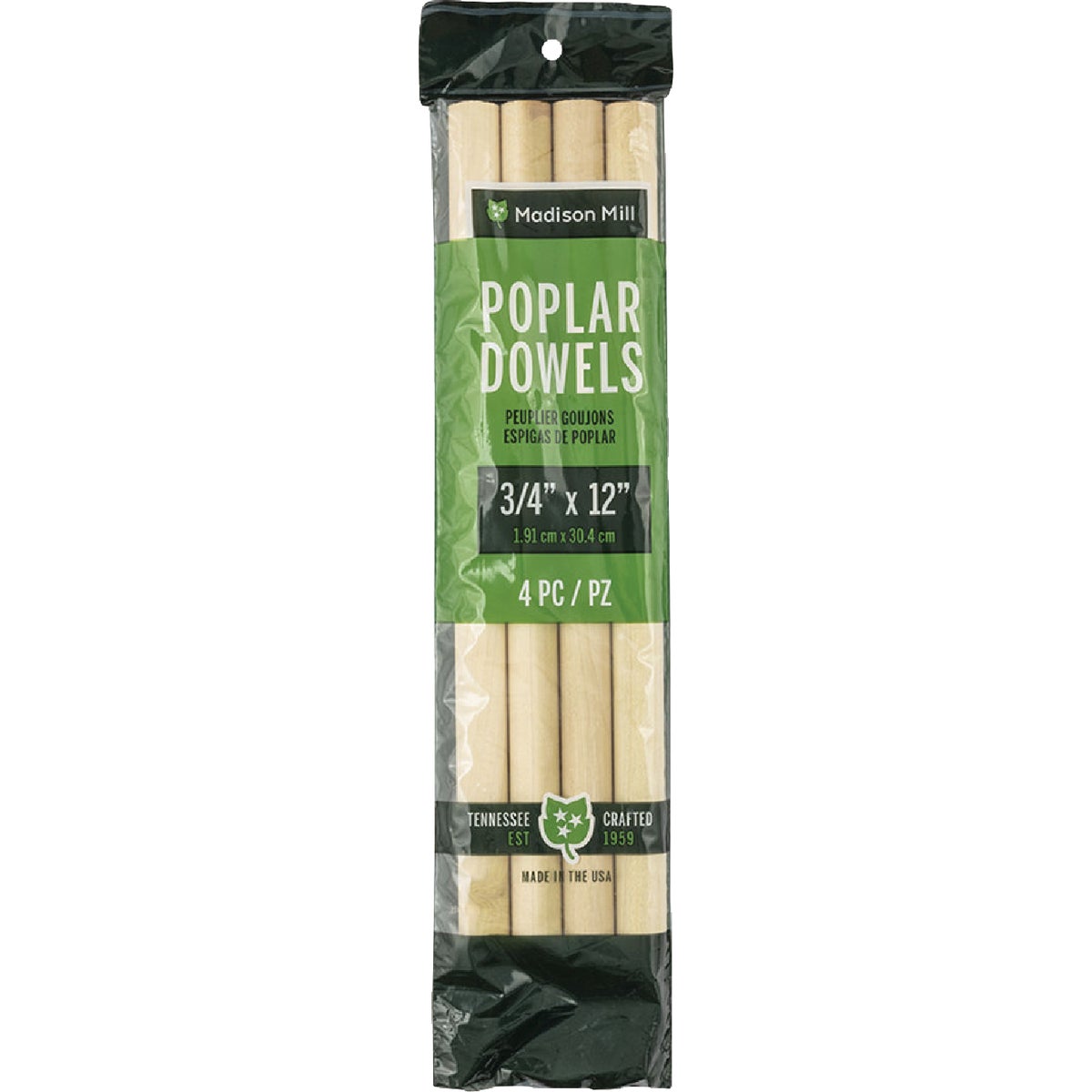 Madison Mill 3/4 In. x 12 In. Poplar Dowel Rod (4 Pieces)
