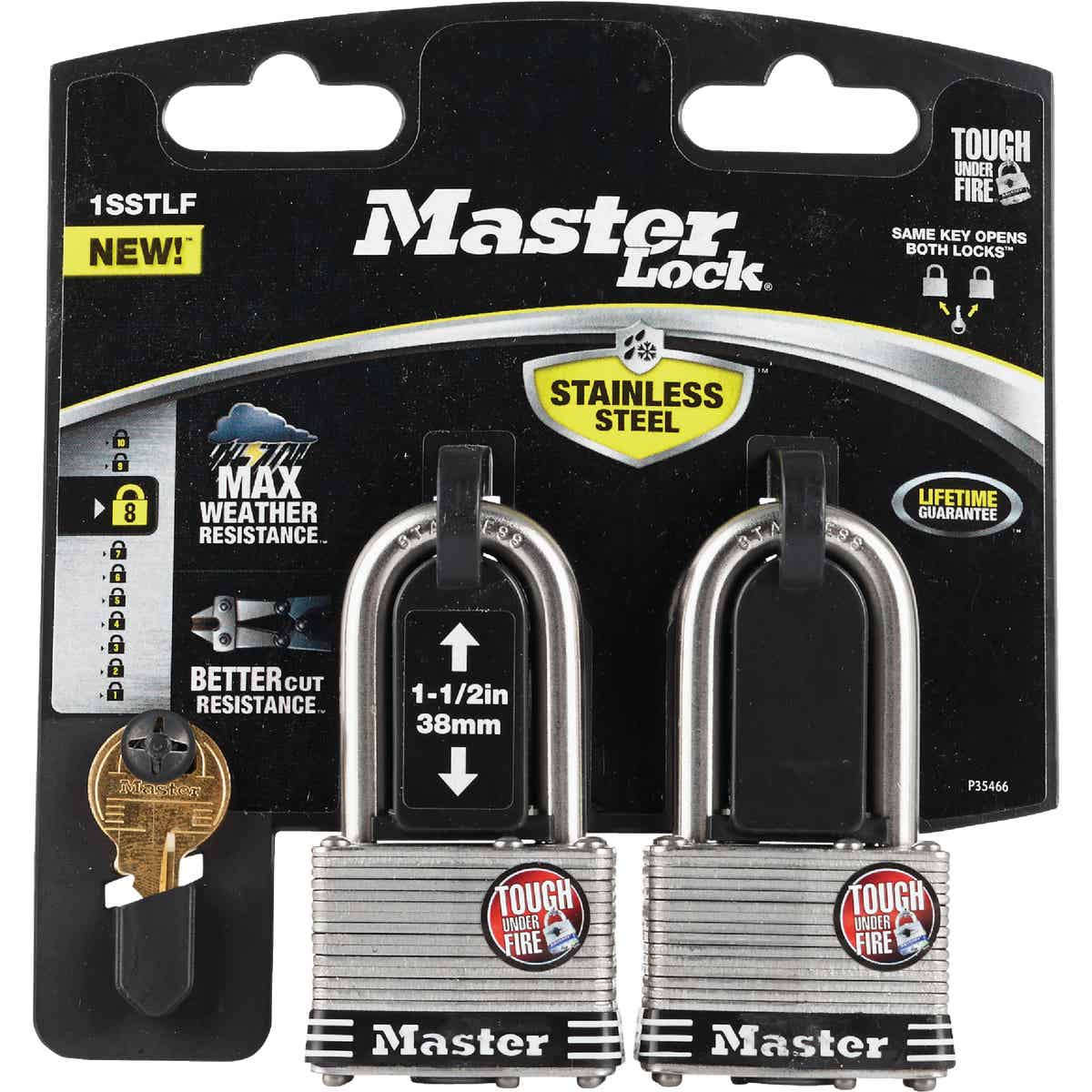 Master Lock 1-3/4 In. Laminated Stainless Steel Keyed Padlock with 1-1/2 In. Shackle (2-Pack) Image 2