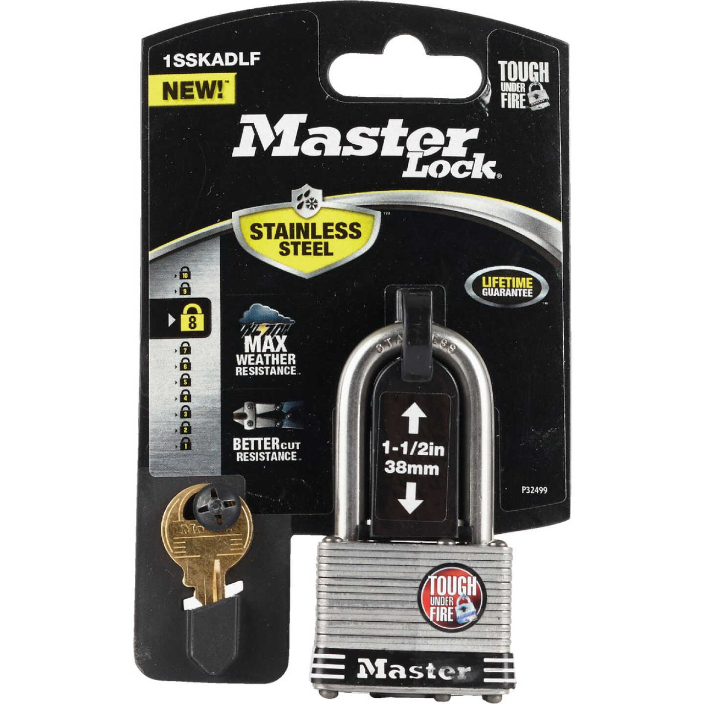 Master Lock 1-3/4 In. Laminated Stainless Steel Keyed Padlock with 1-1/2 In. Shackle Image 2