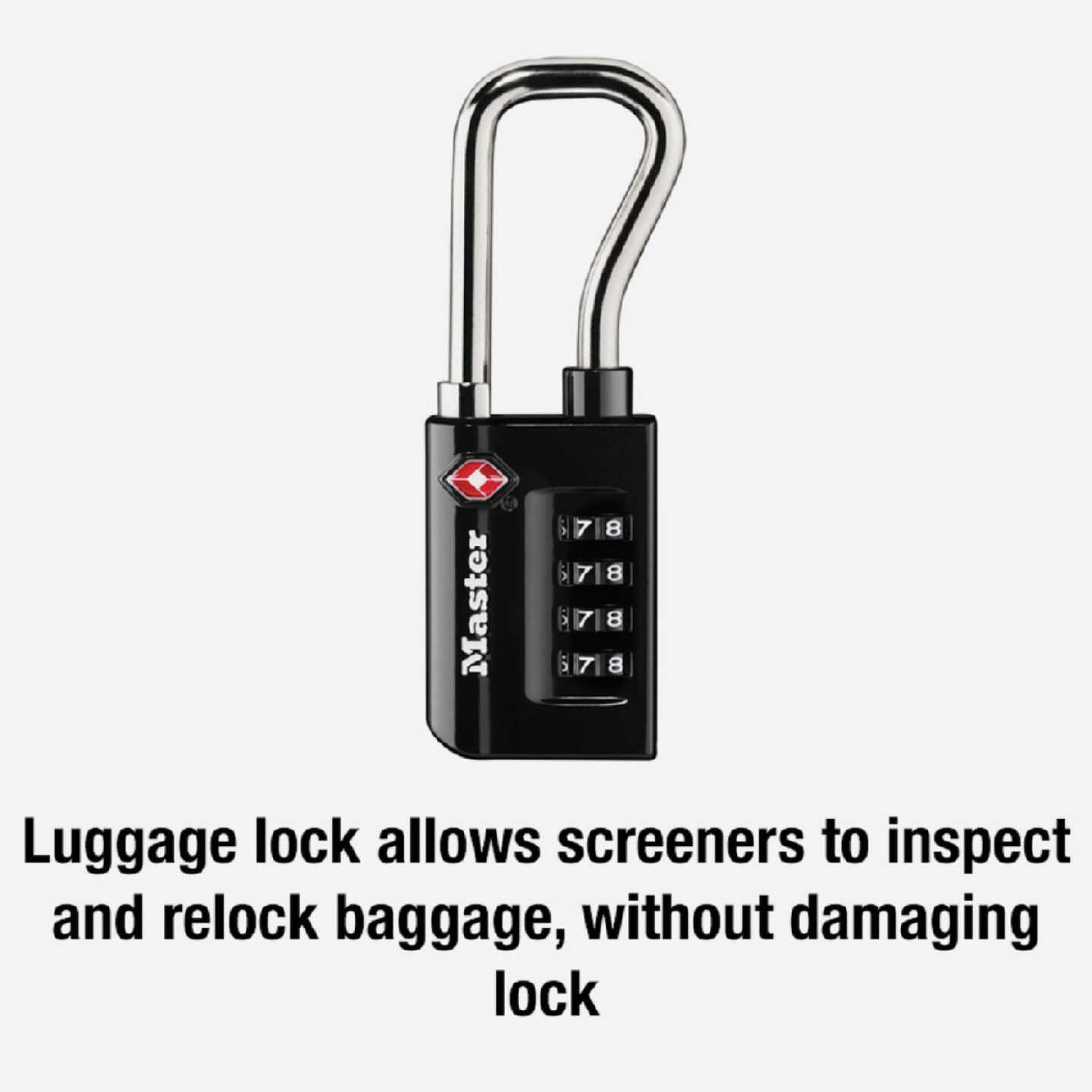 Master Lock 1-5/16 In. Wide Number Combination Luggage Lock with Extended Reach (TSA Accepted) Image 4