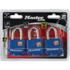 Master Lock 1-9/16 In. W. Covered Laminated Steel Pin Tumbler Padlock, Blue (3-Pack) Image 2