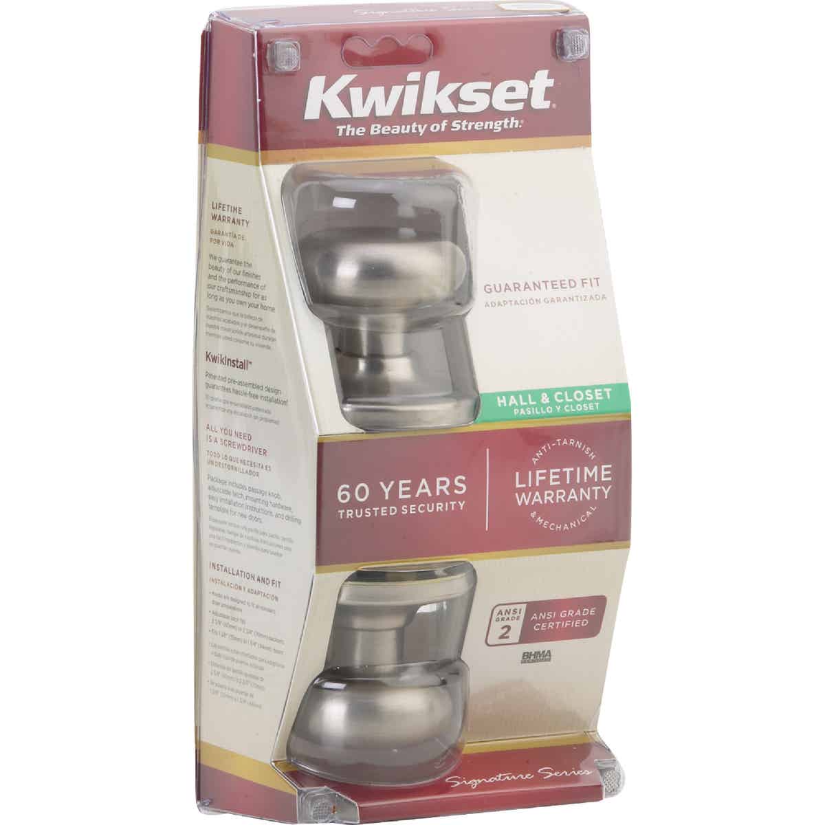 Kwikset Signature Series Satin Nickel Hall & Closet Door Knob Image 2