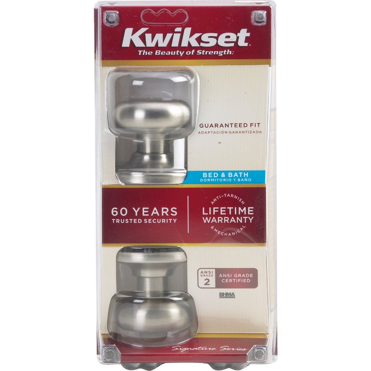 Kwikset Signature Series Satin Nickel Bed & Bath Door Knob Image 5