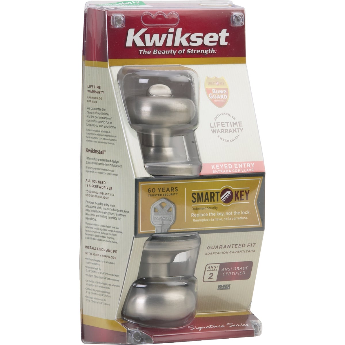 Kwikset Signature Series Satin Nickel Juno Entry Door Knob with SmartKey Image 3