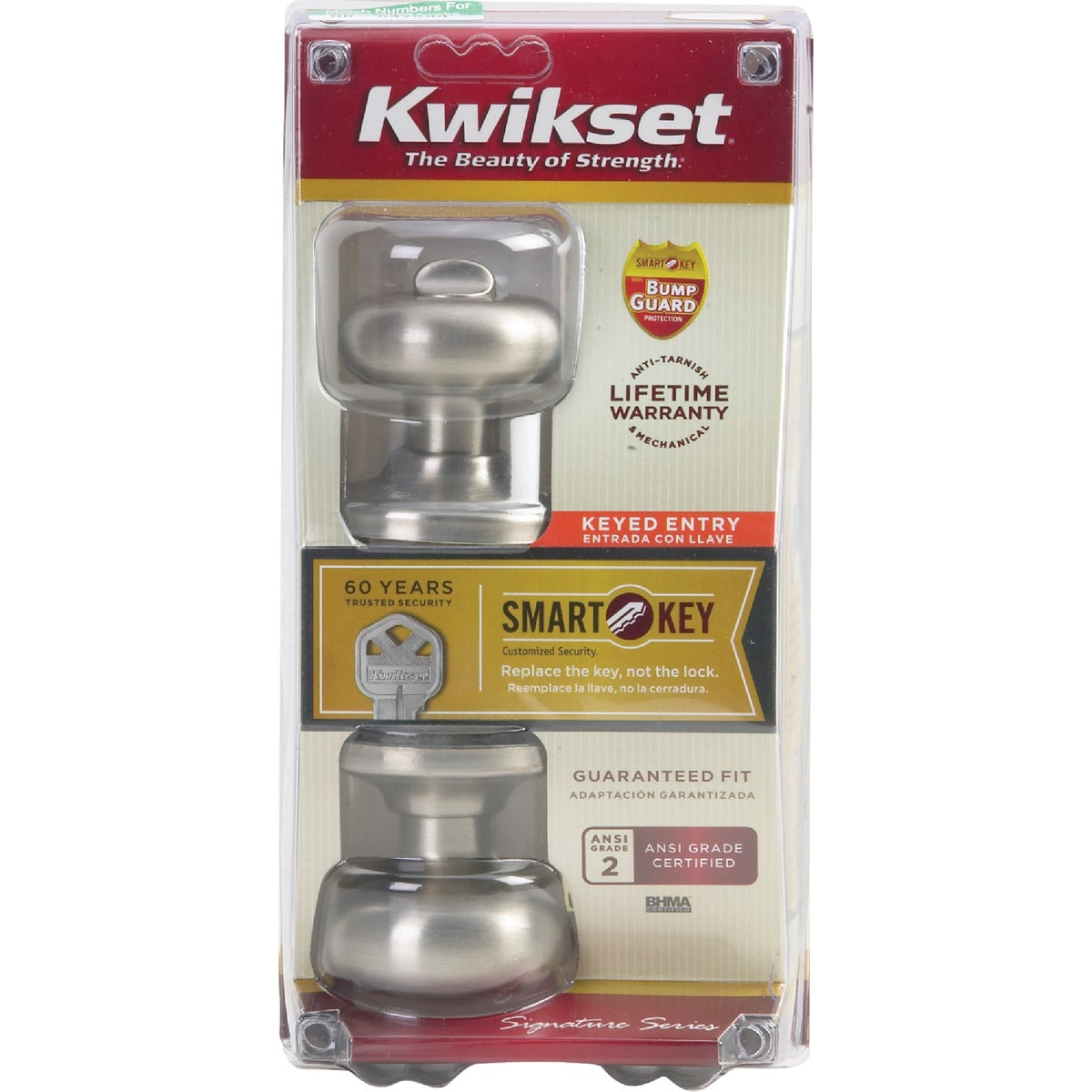 Kwikset Signature Series Satin Nickel Juno Entry Door Knob with SmartKey Image 5