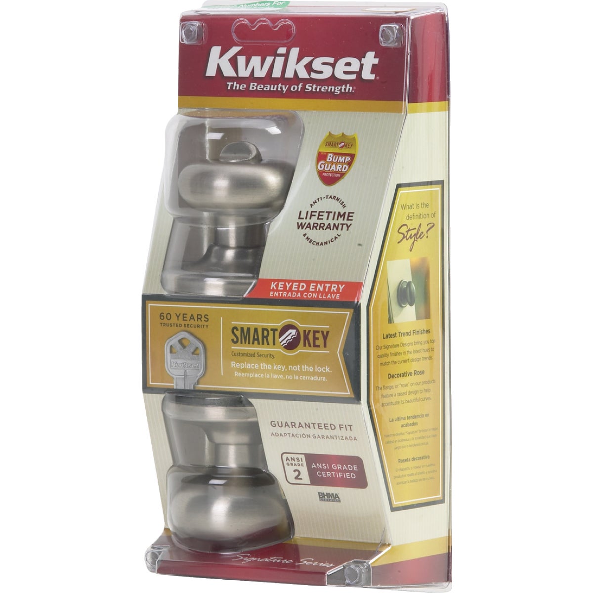 Kwikset Signature Series Satin Nickel Juno Entry Door Knob with SmartKey Image 4
