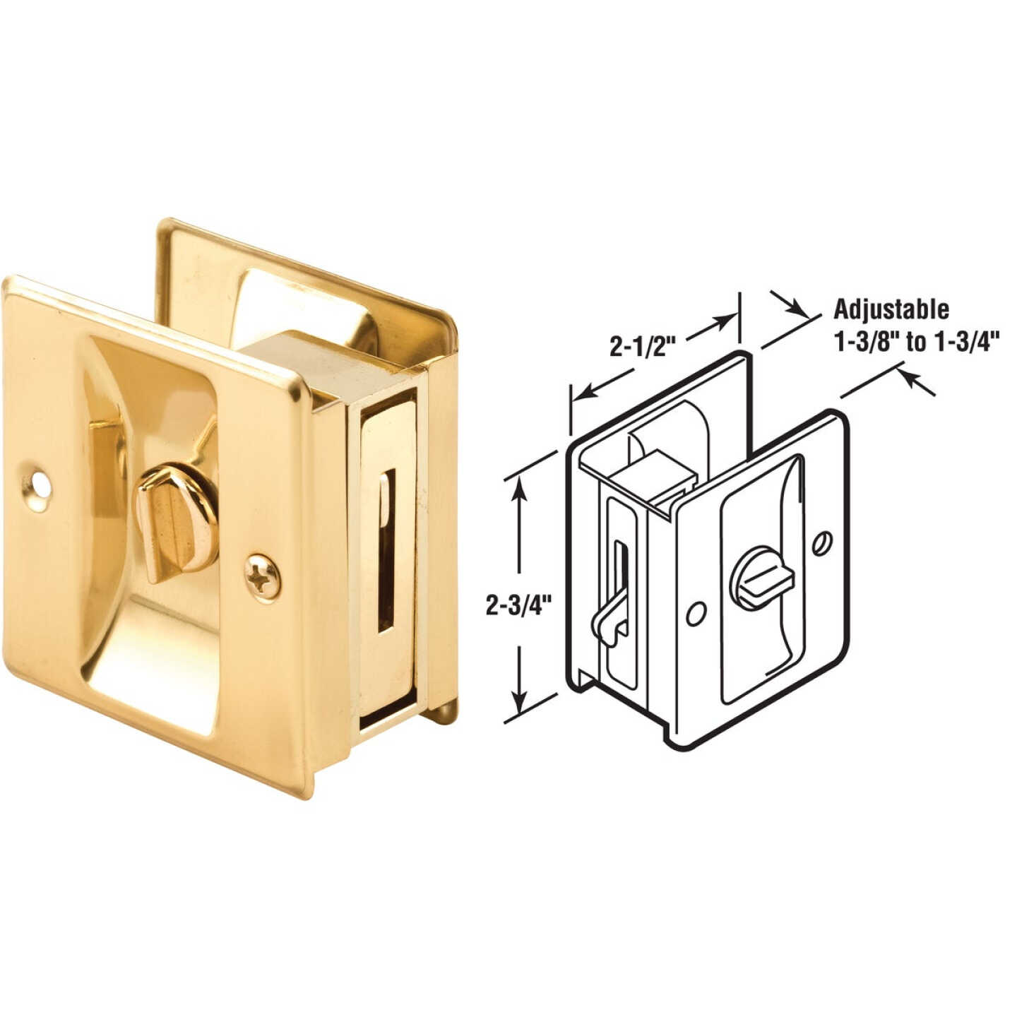Prime-Line Brass Pocket Door Lock Pull Image 1