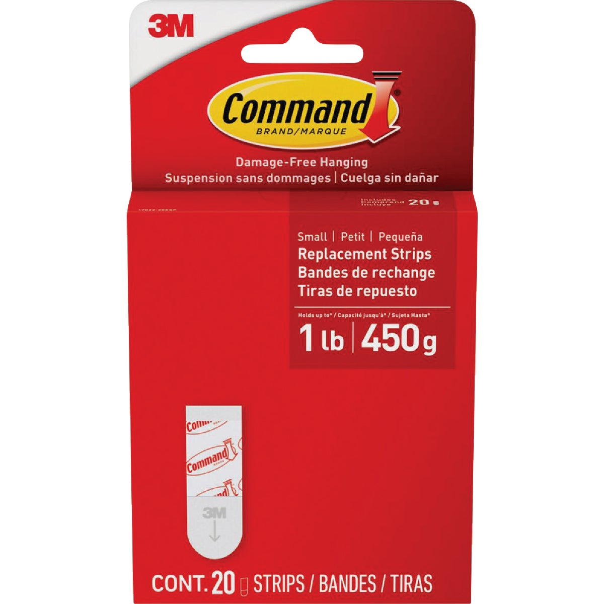 Command Small Adhesive Strip, White, 20 Strips