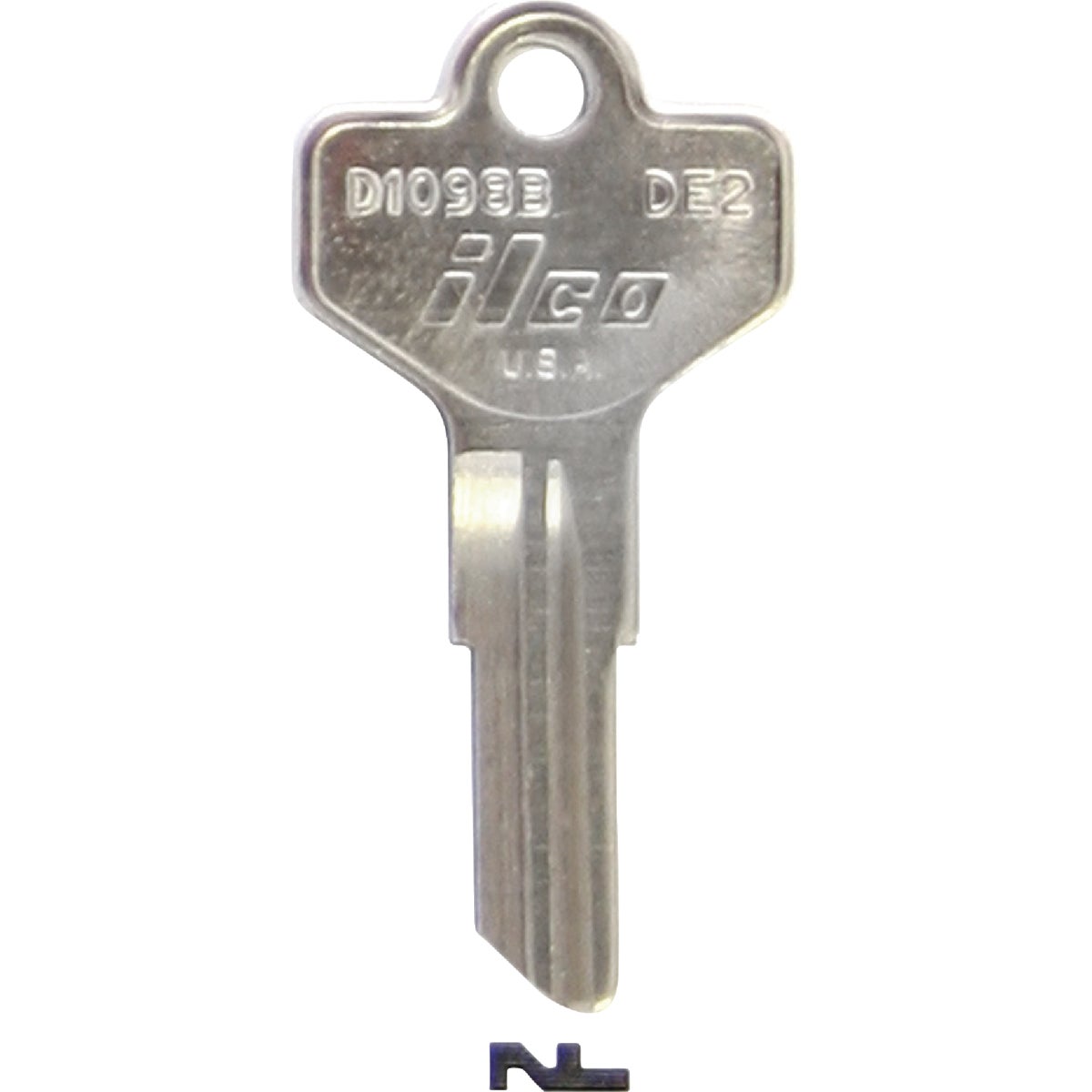 ILCO Dexter Nickel Plated House Key, DE2 / D1098B (10-Pack)