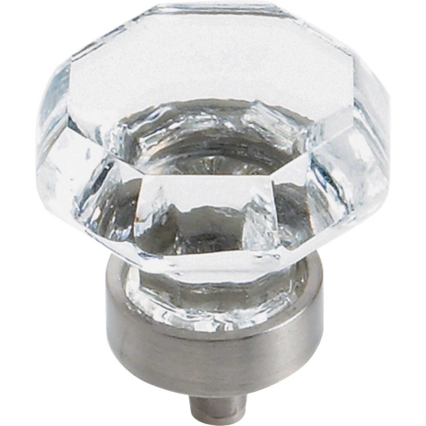 Amerock Traditional Classics Geometric Clear/Satin Nickel Cabinet Knob Image 1