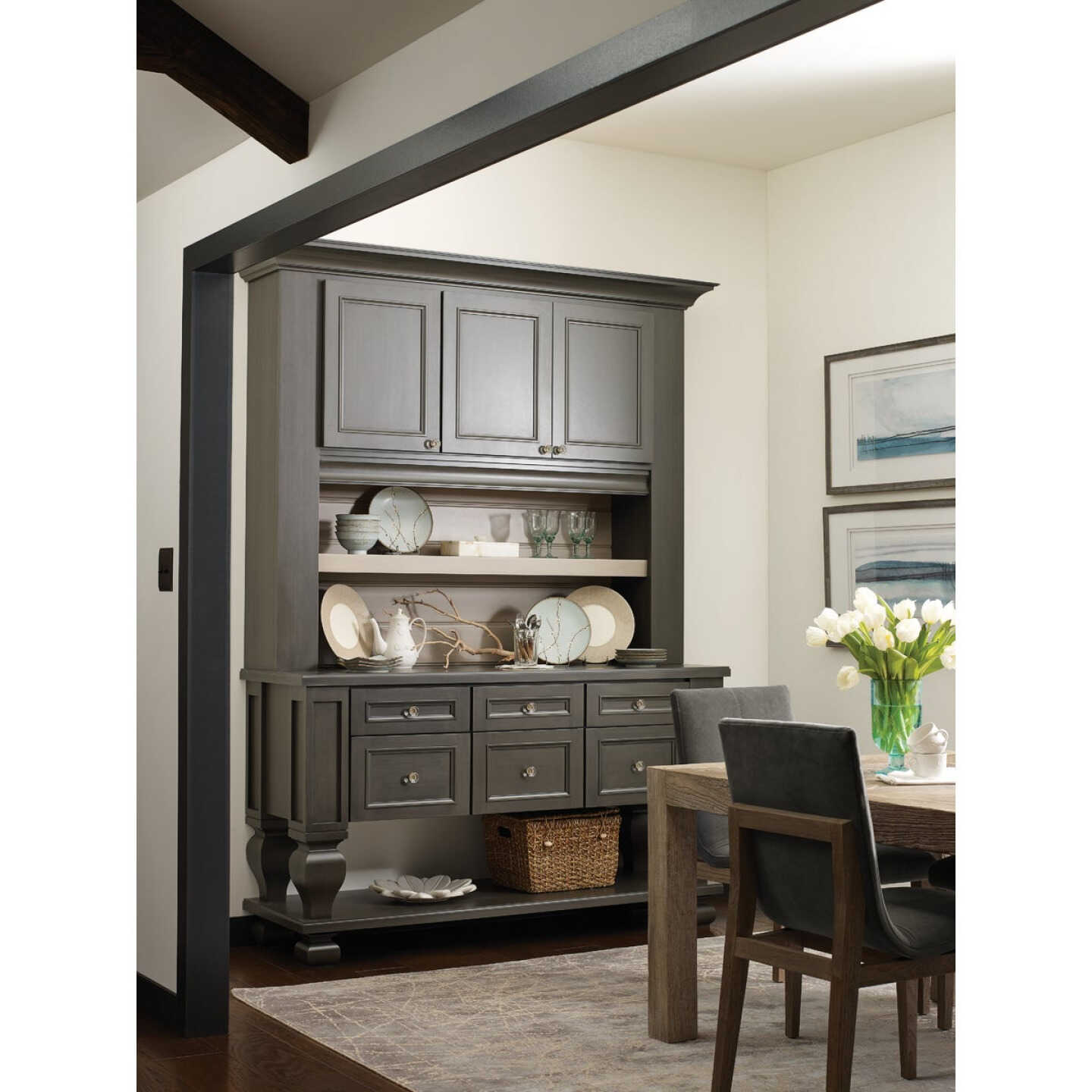 Amerock Traditional Classics Geometric Clear/Satin Nickel Cabinet Knob Image 2