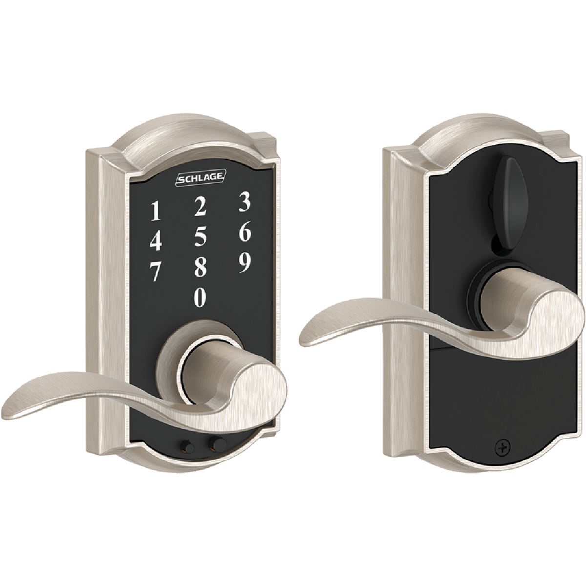 Schlage Camelot Lever Satin Nickel Touch Electronic Entry Lock