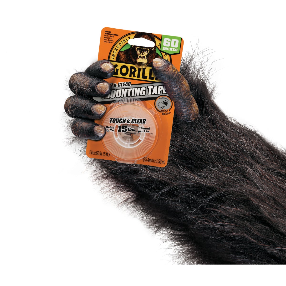 Gorilla 1 In. x 60 In. Tough & Clear Double-Sided Mounting Tape (15 Lb. Capacity) Image 3