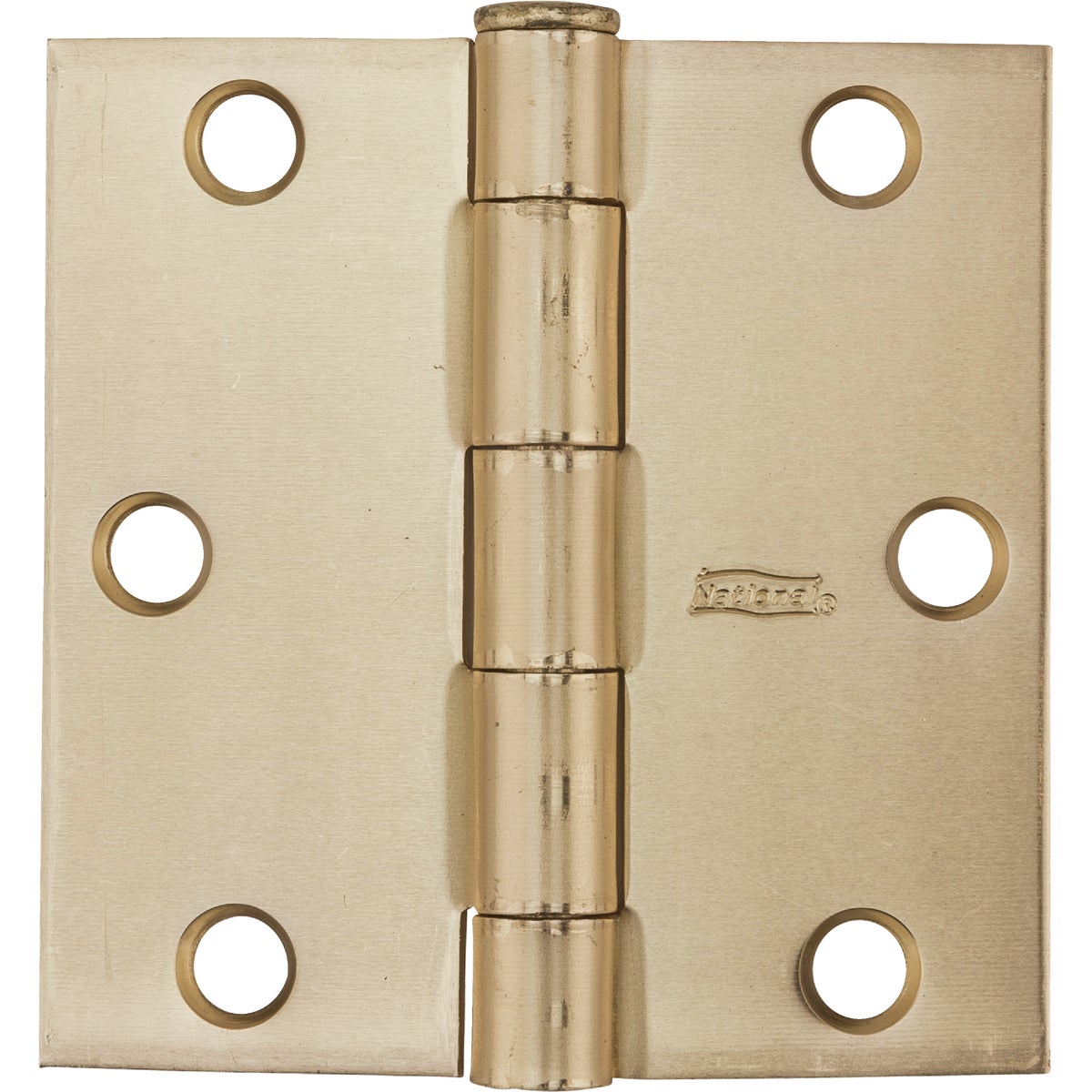 National Hardware 3 In. Square Satin Brass Door Hinge Image 2