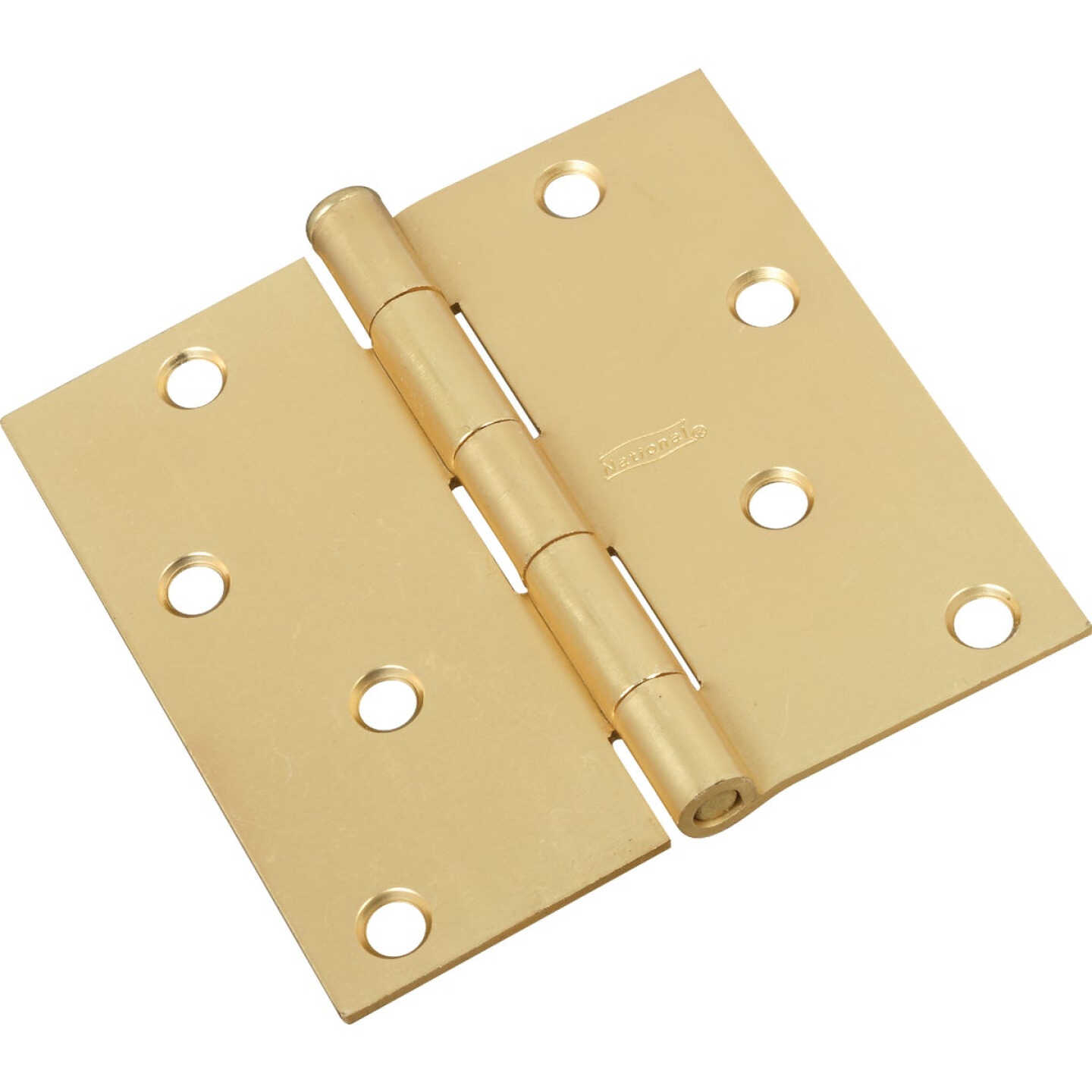 National Hardware 4 In. Square Satin Brass Door Hinge Image 1