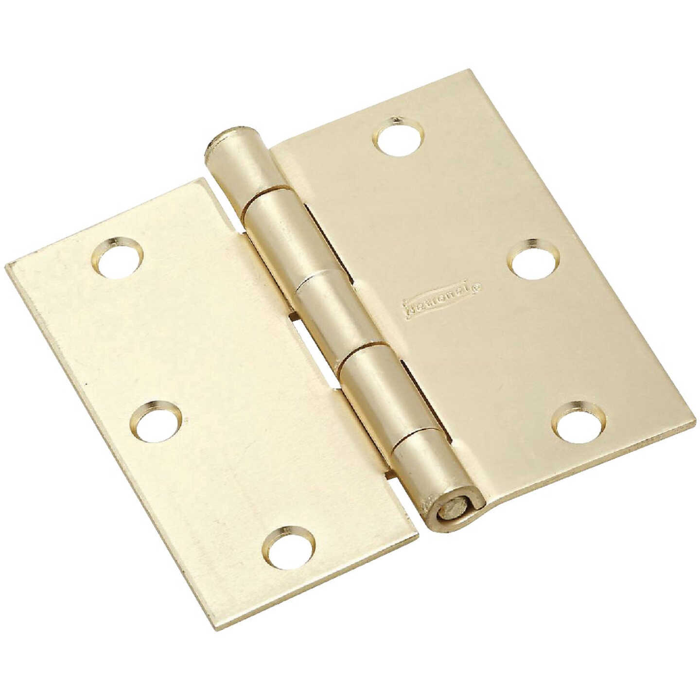 National Hardware 3-1/2 In. Square Satin Brass Door Hinge (3-Pack) Image 1